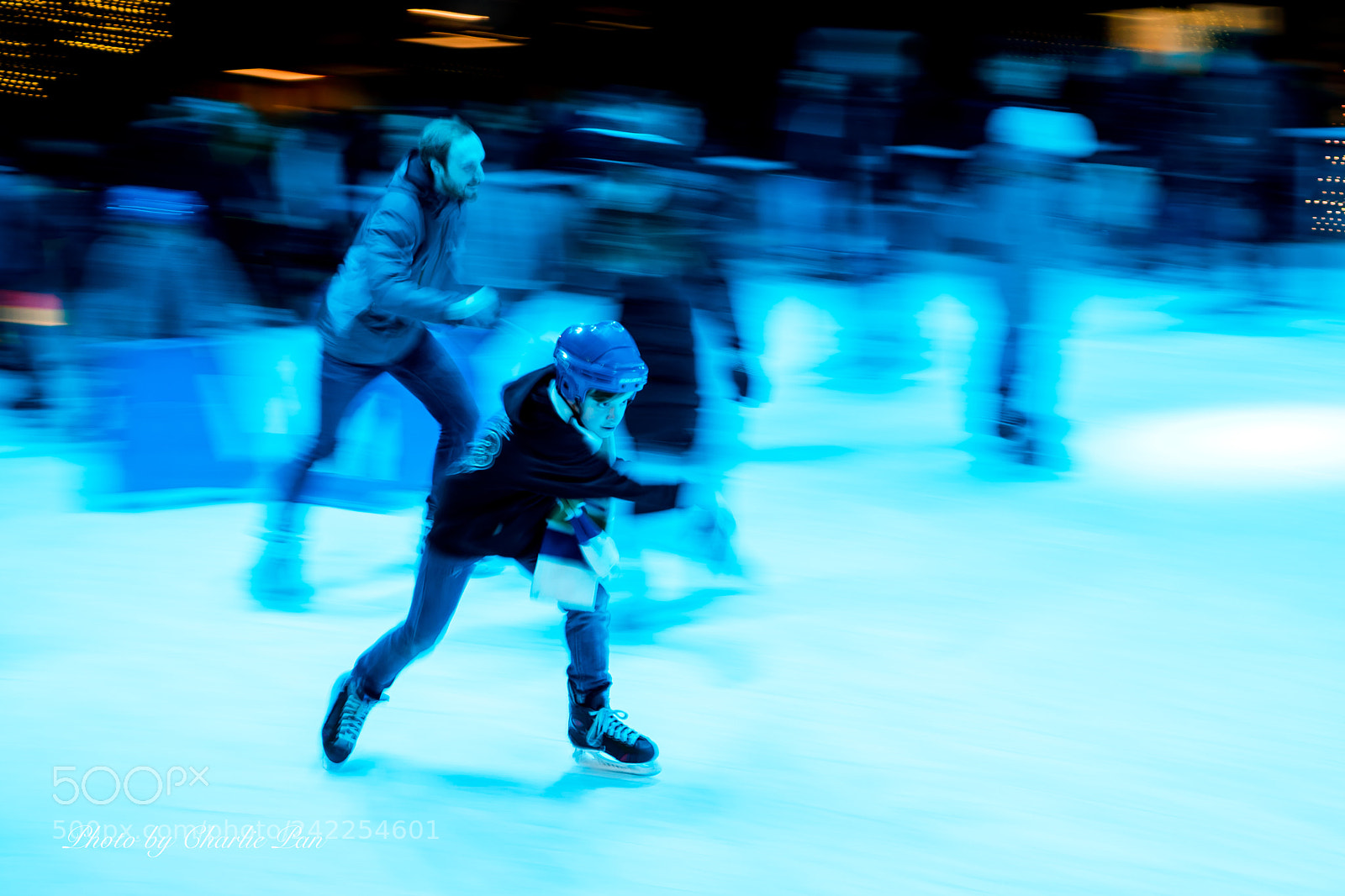Sony a9 sample photo. Robson square skating rink photography