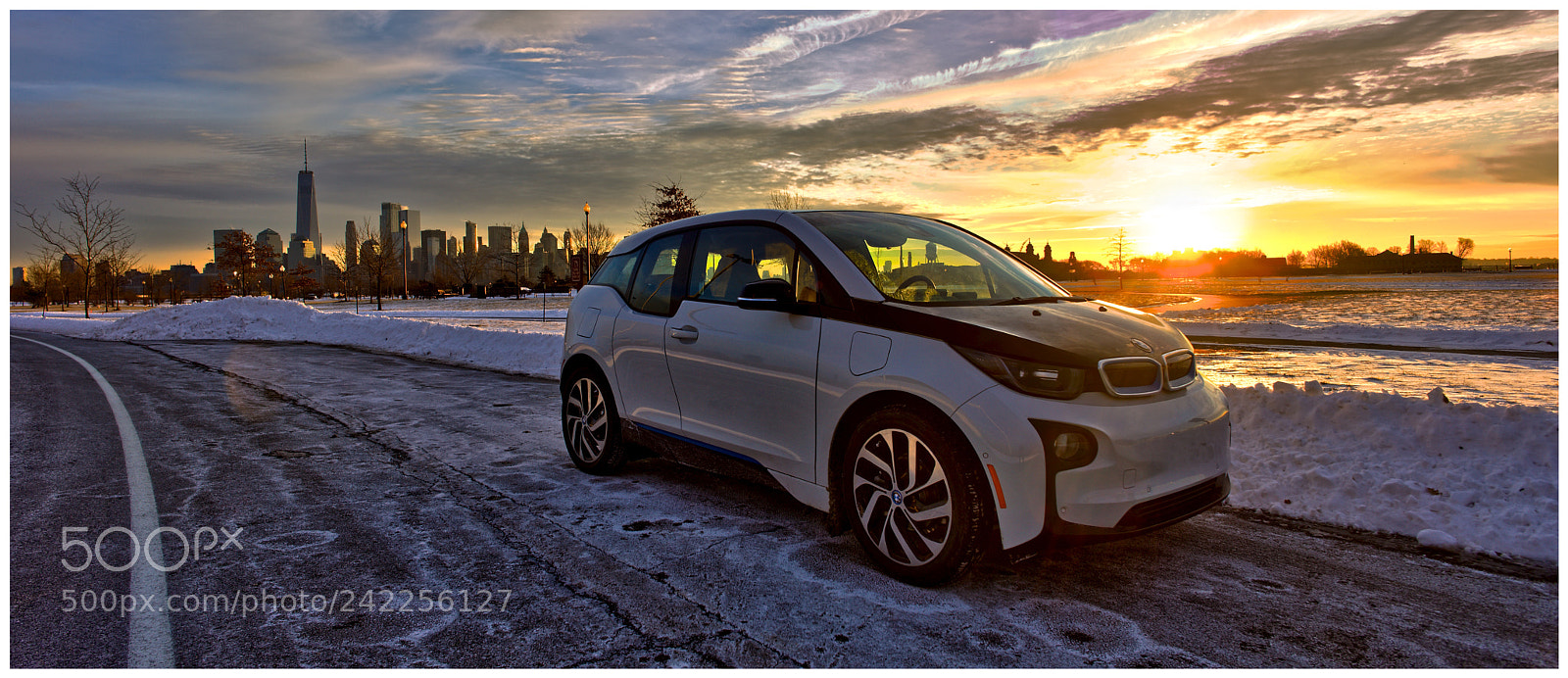 Sony Alpha NEX-7 sample photo. Bmw i3 winter sunrise photography