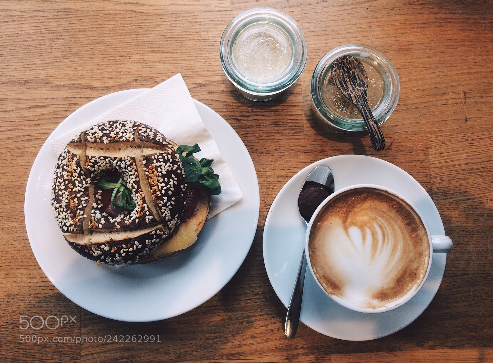 Apple iPhone 5s sample photo. Coffee & bagel photography
