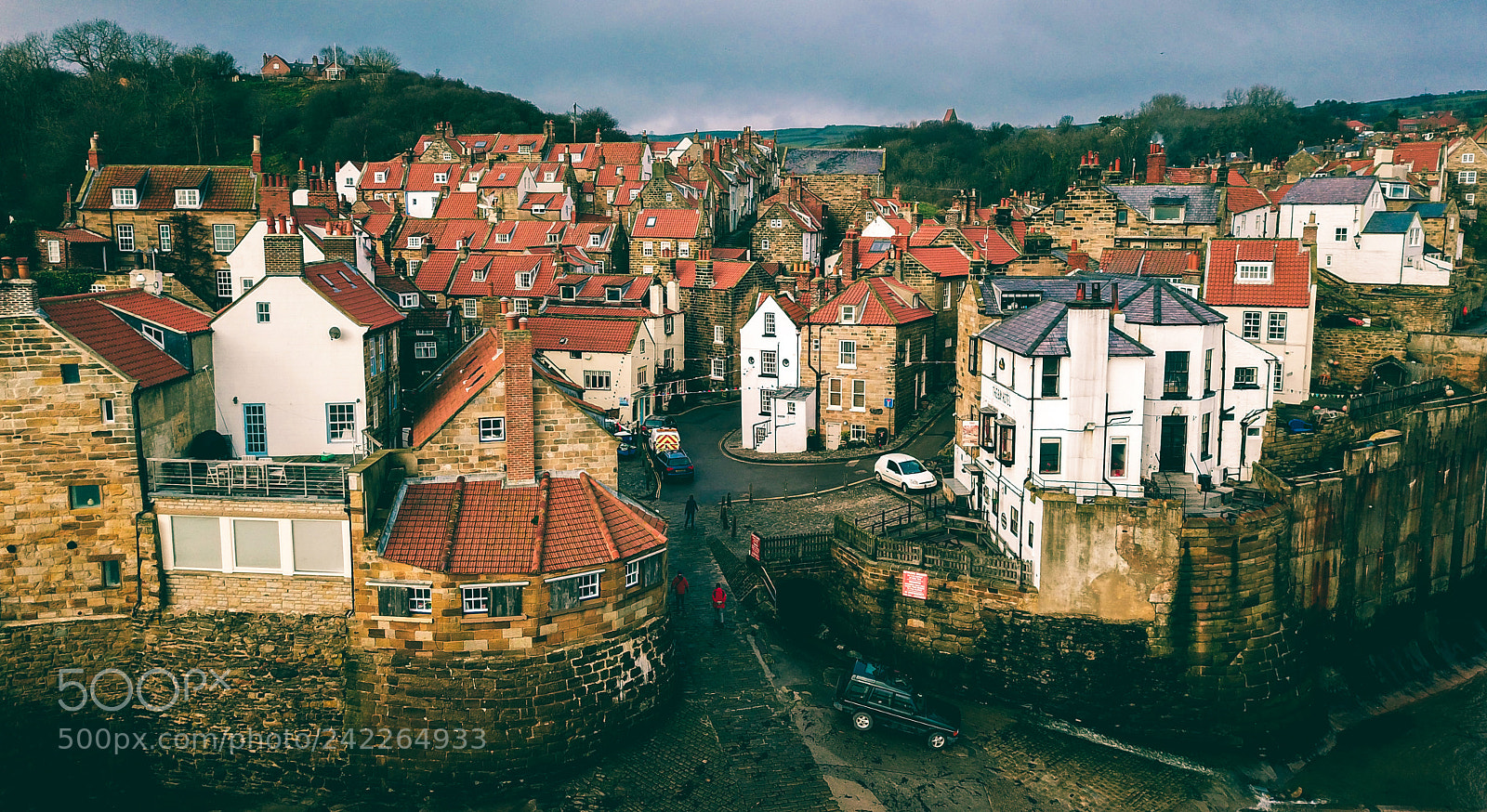 DJI FC220 sample photo. Robin hoods bay, whitby photography