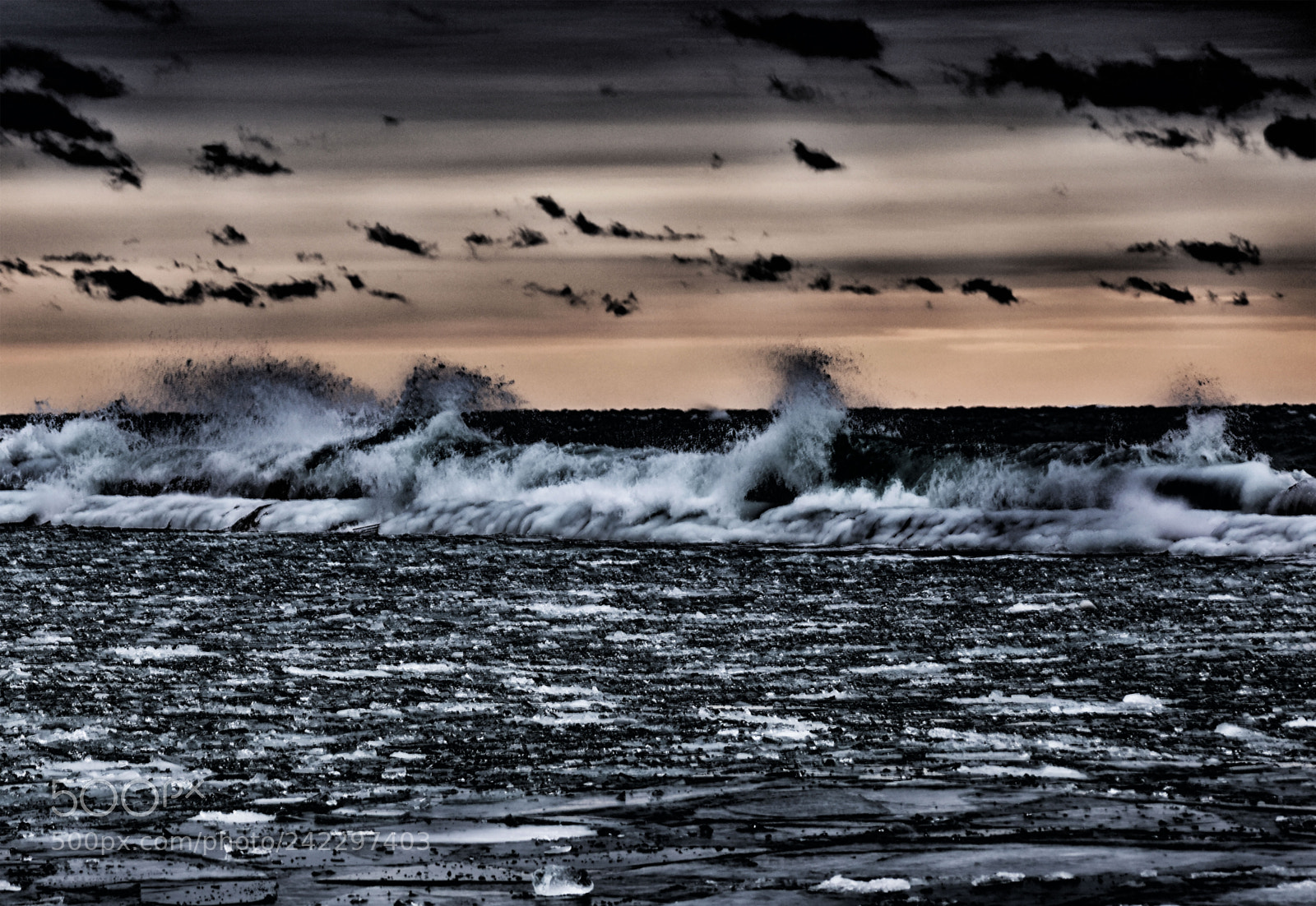 Nikon D3400 sample photo. Waves at cloudy sunset photography