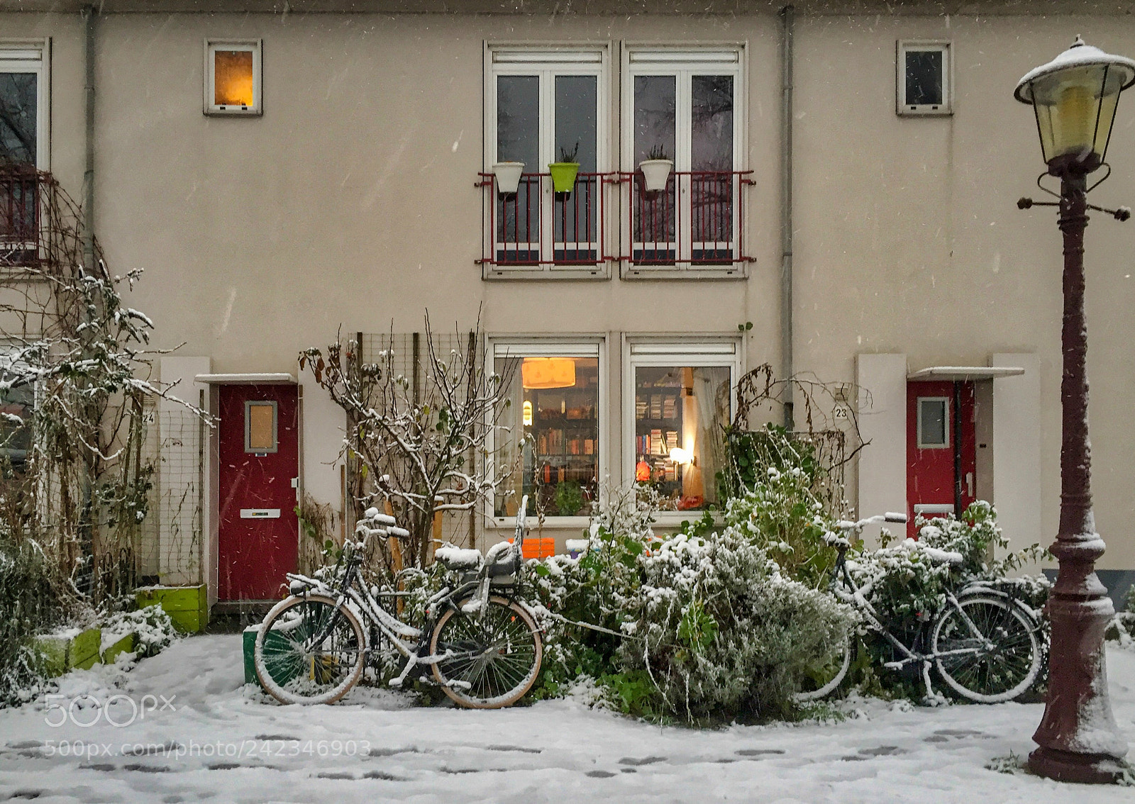 Apple iPhone 6 sample photo. Snow on bikes in photography
