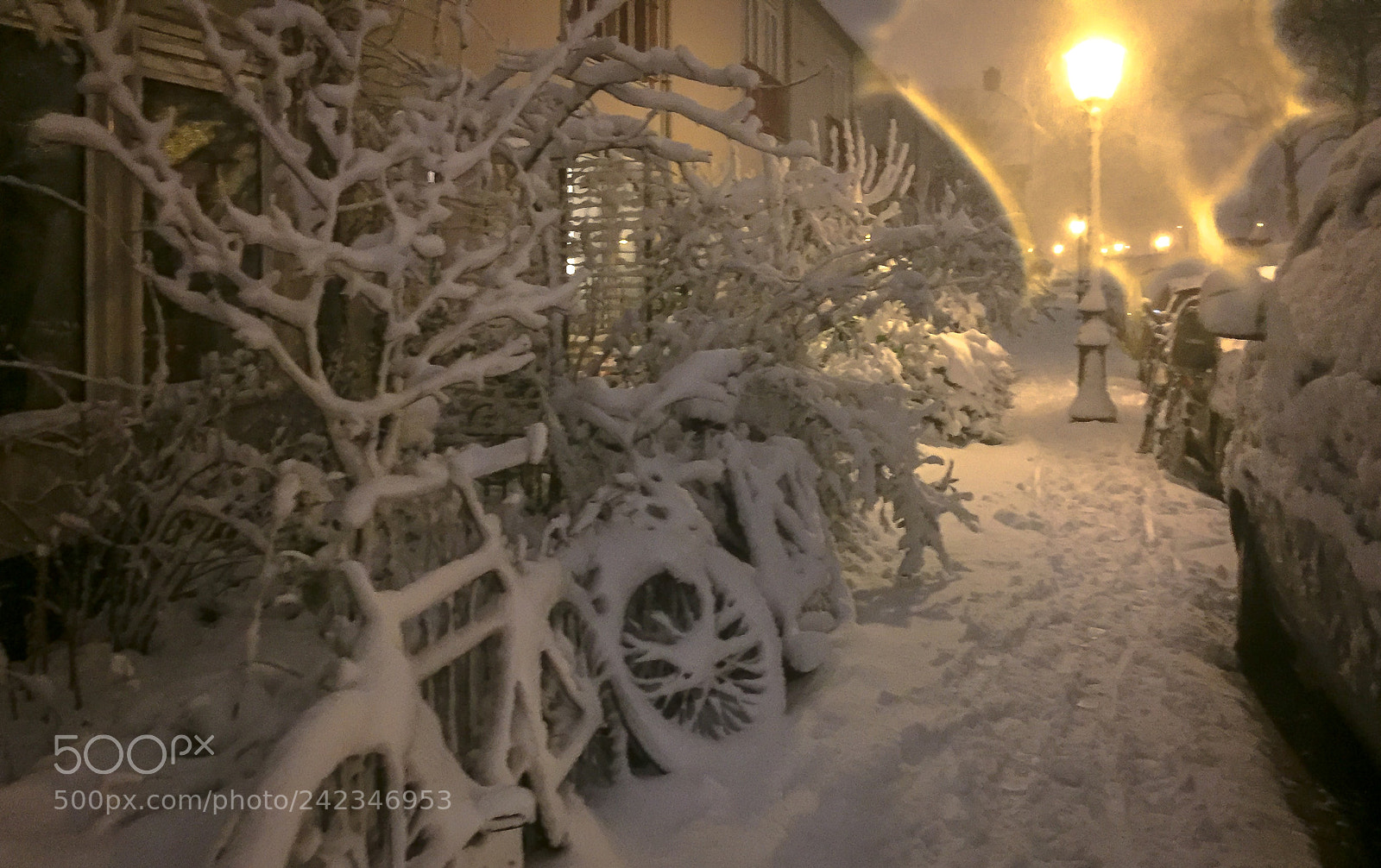 Apple iPhone 6 sample photo. Snow on bikes in photography