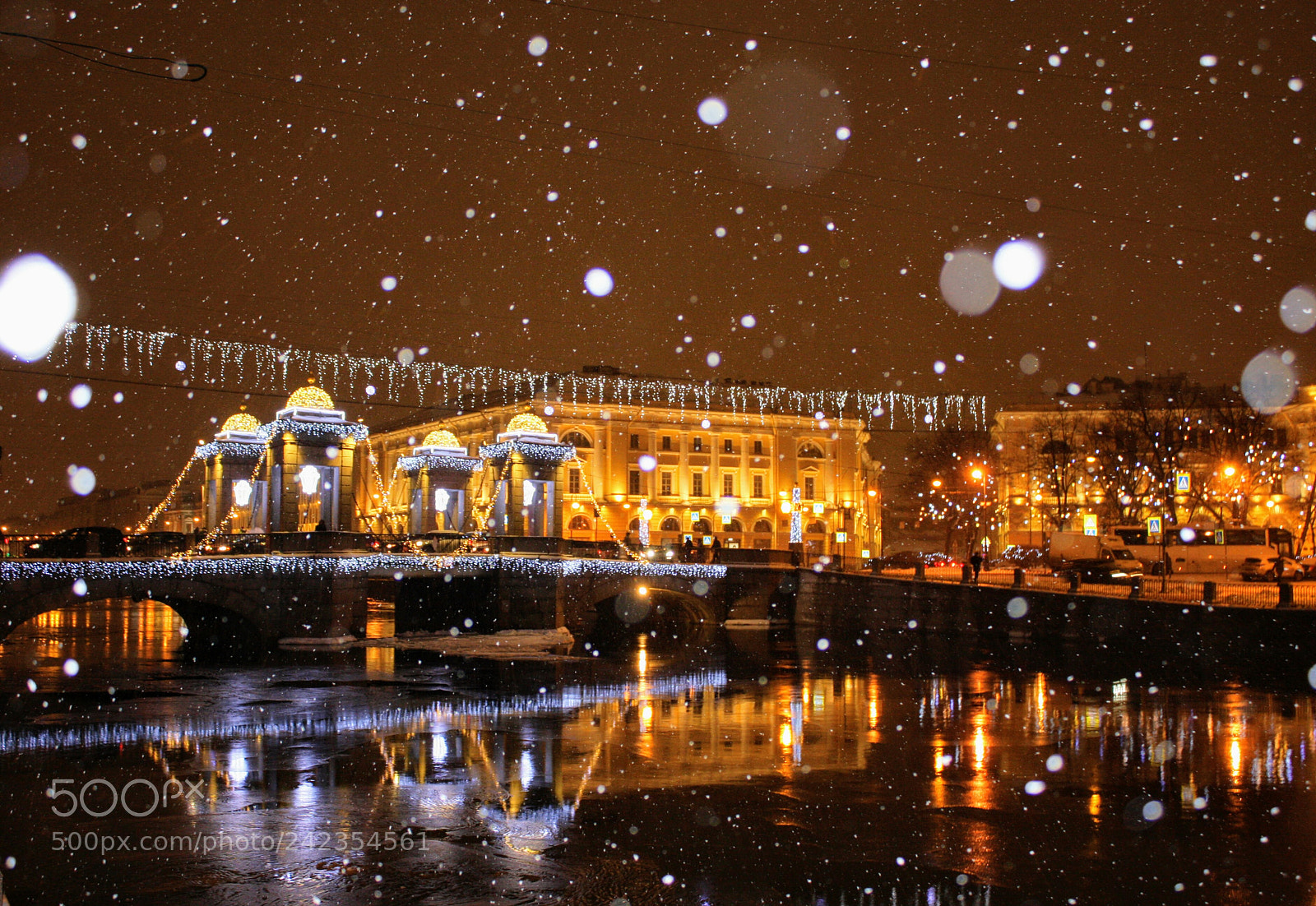 Canon EOS 40D sample photo. Snowing. fontanka emb. photography