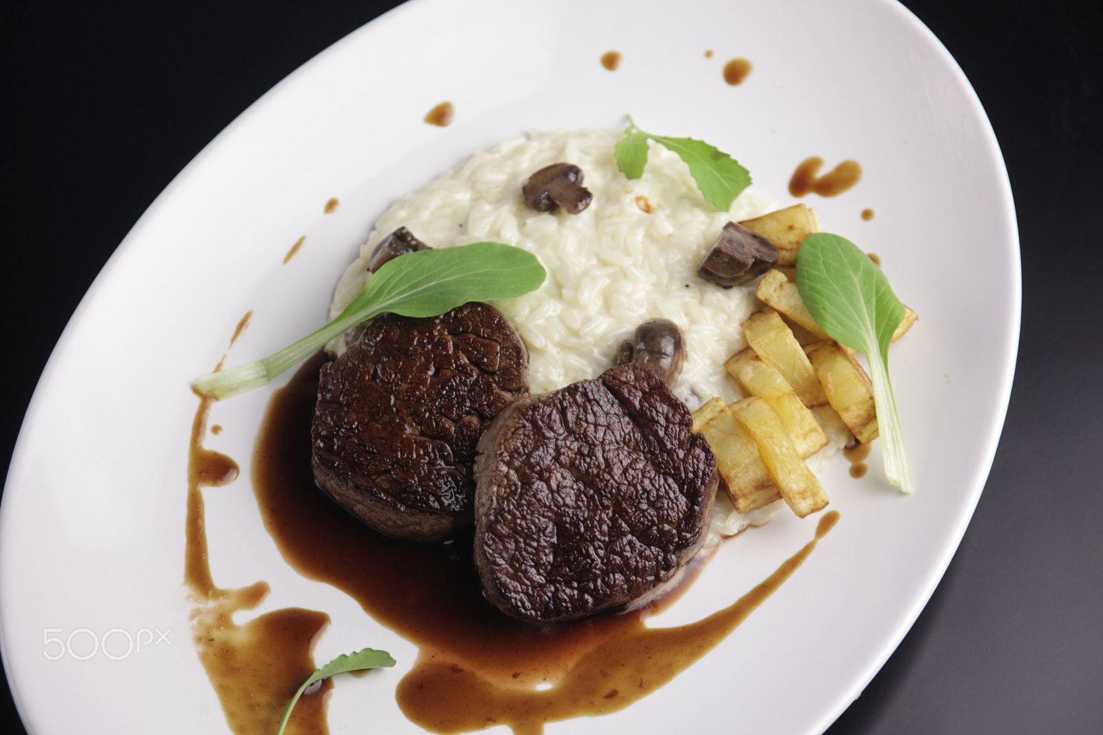 Canon EF 28-105mm f/3.5-4.5 USM sample photo. Steak and risotto photography