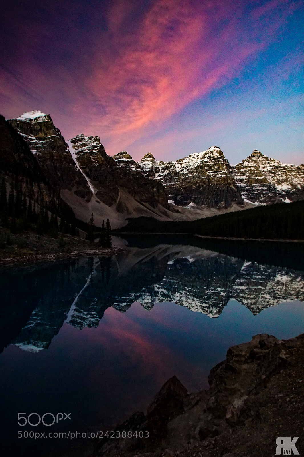 Sony ILCA-77M2 sample photo. Sunrise at moraine lake photography