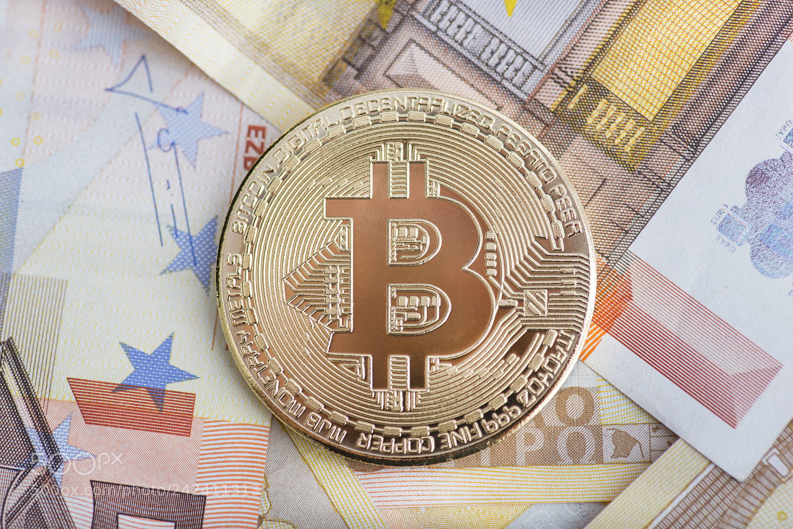 Nikon D600 sample photo. Bitcoin on money background photography