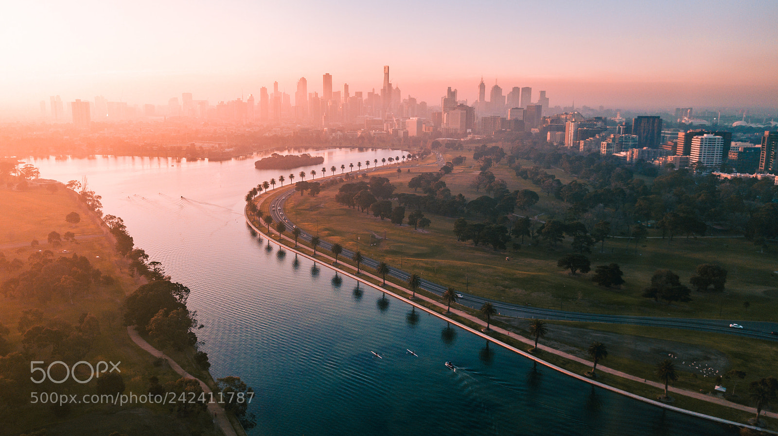 DJI FC220 sample photo. Melbourne skyline at golden photography