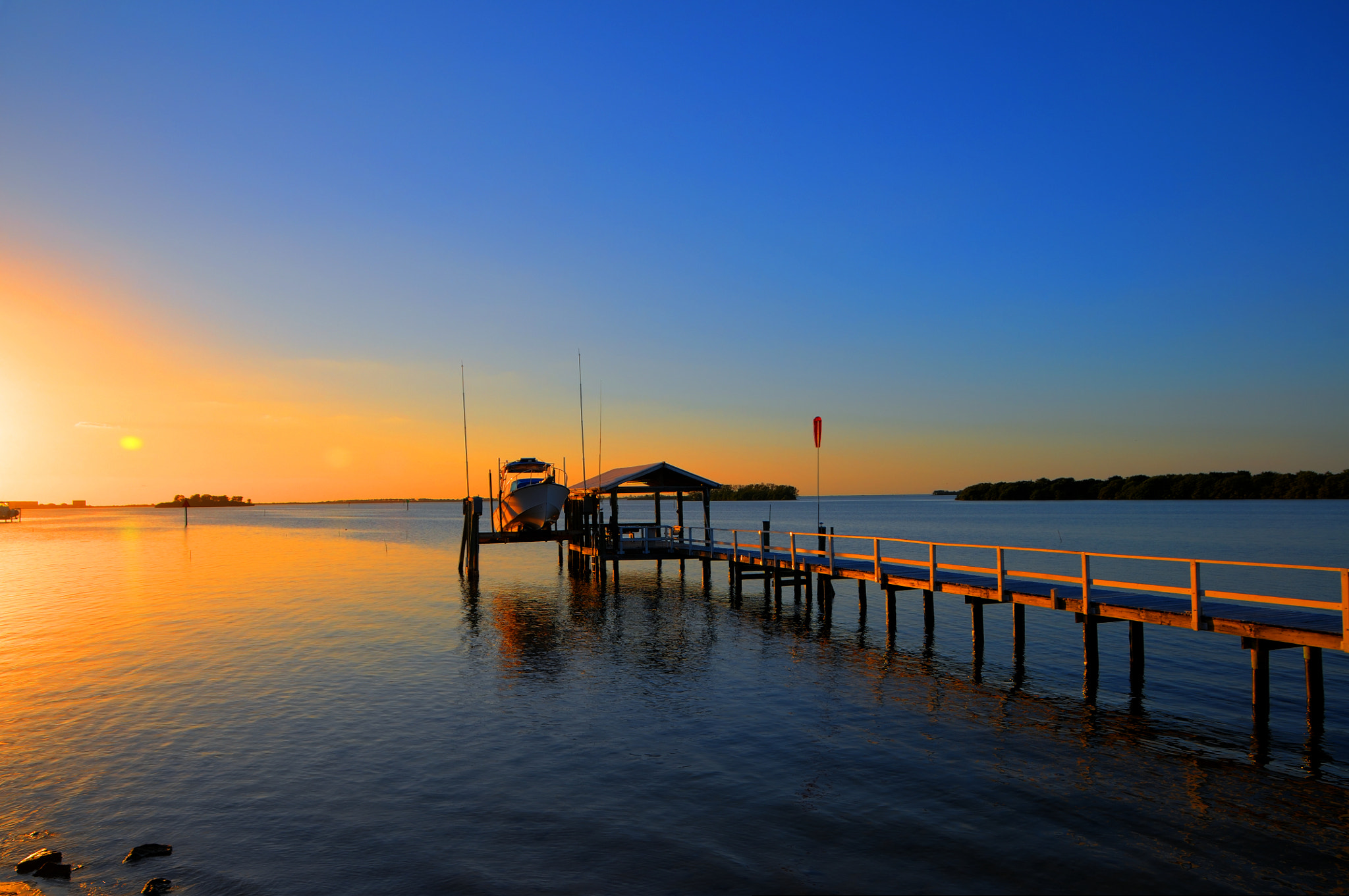 Nikon D300S sample photo. Dunedin marina sunset tonemapped photography