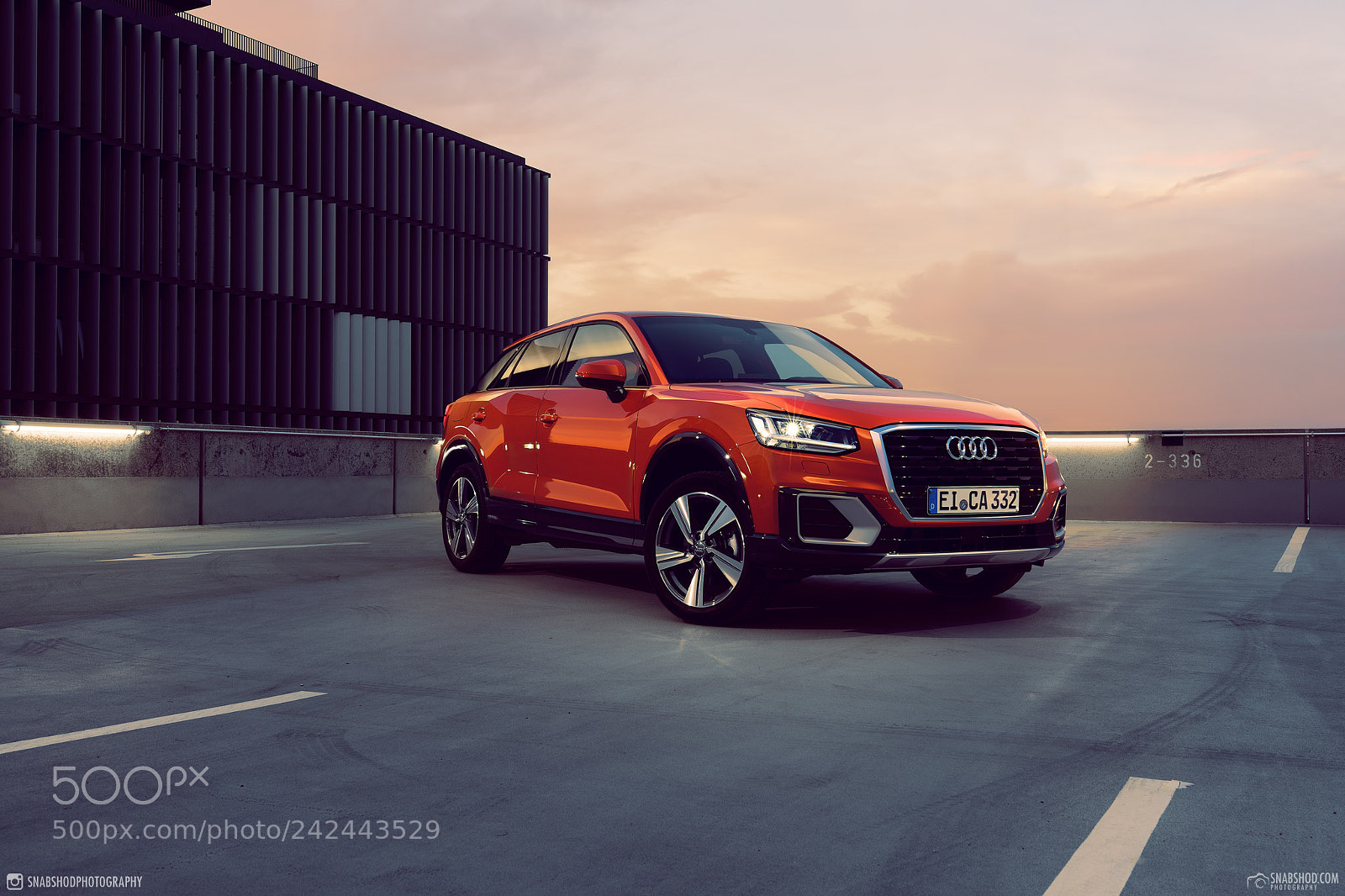 Sony a7 II sample photo. Audi q2 coral orange photography