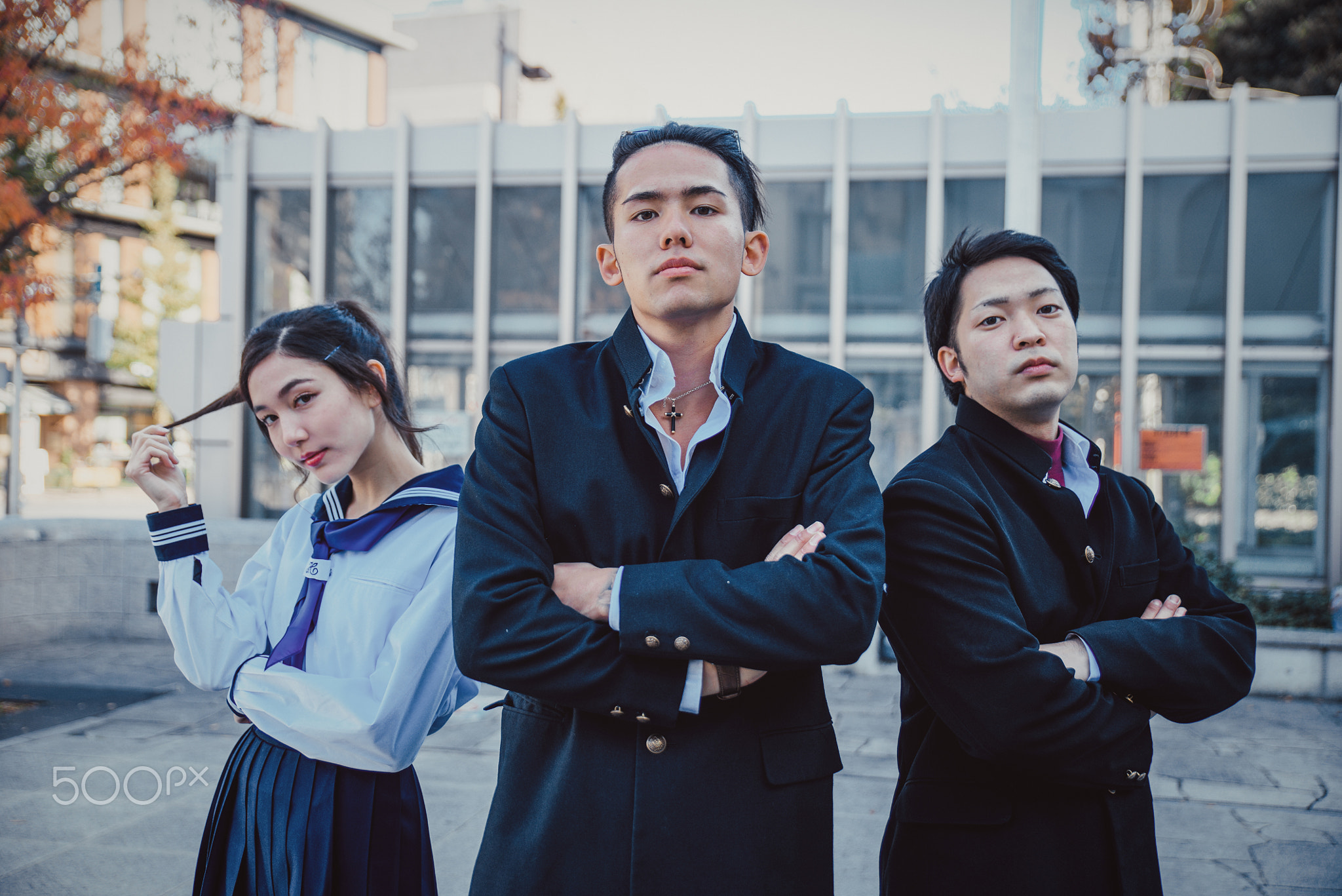 Group of japanese teenagers, lifestyle moments in a school day