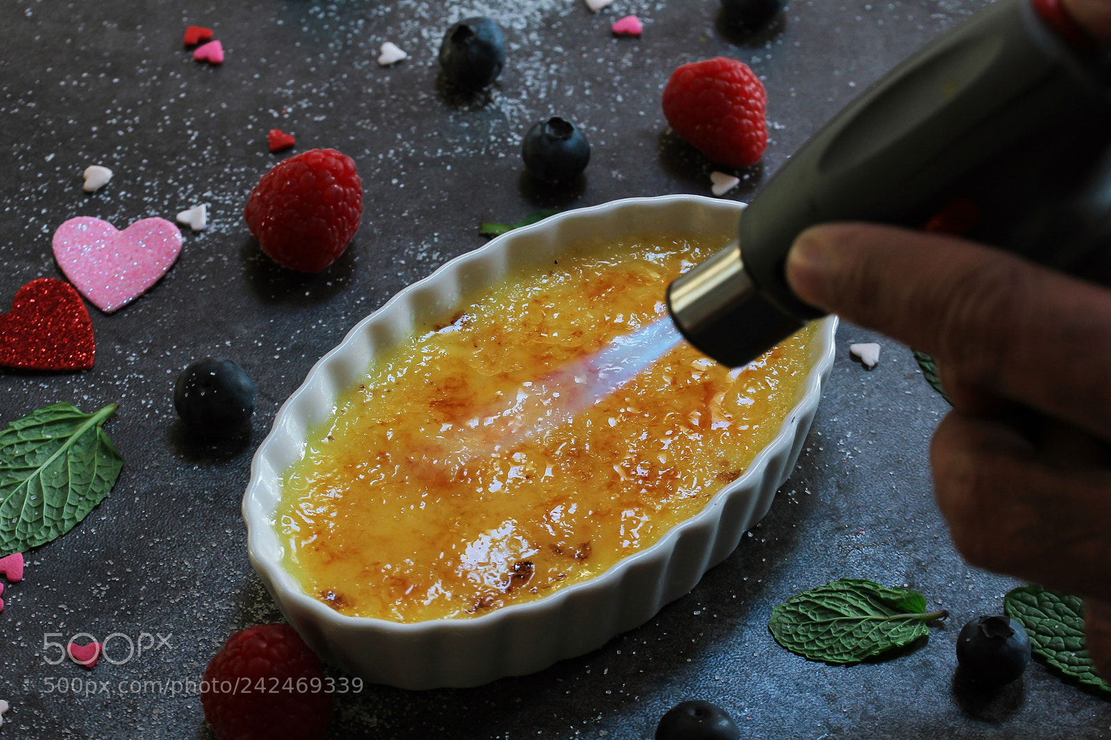 Canon EOS 60D sample photo. Creme brulee torching photography