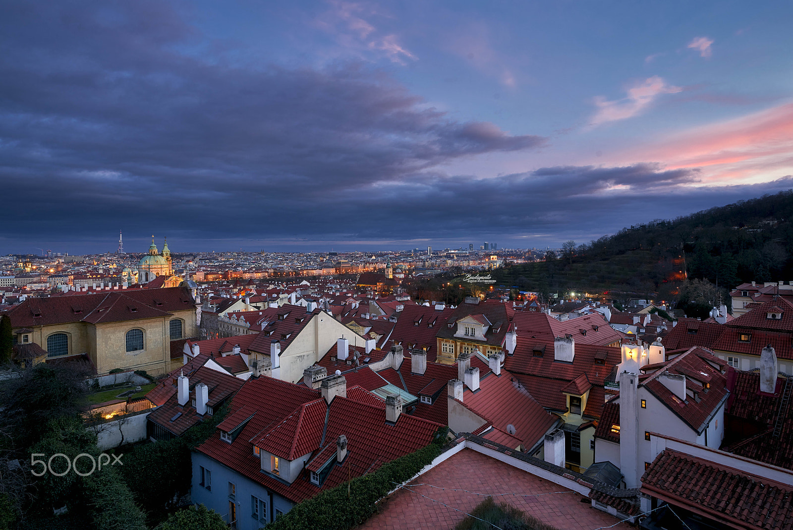 Sony FE 16-35mm F2.8 GM sample photo. Sea of houses from praque castle photography