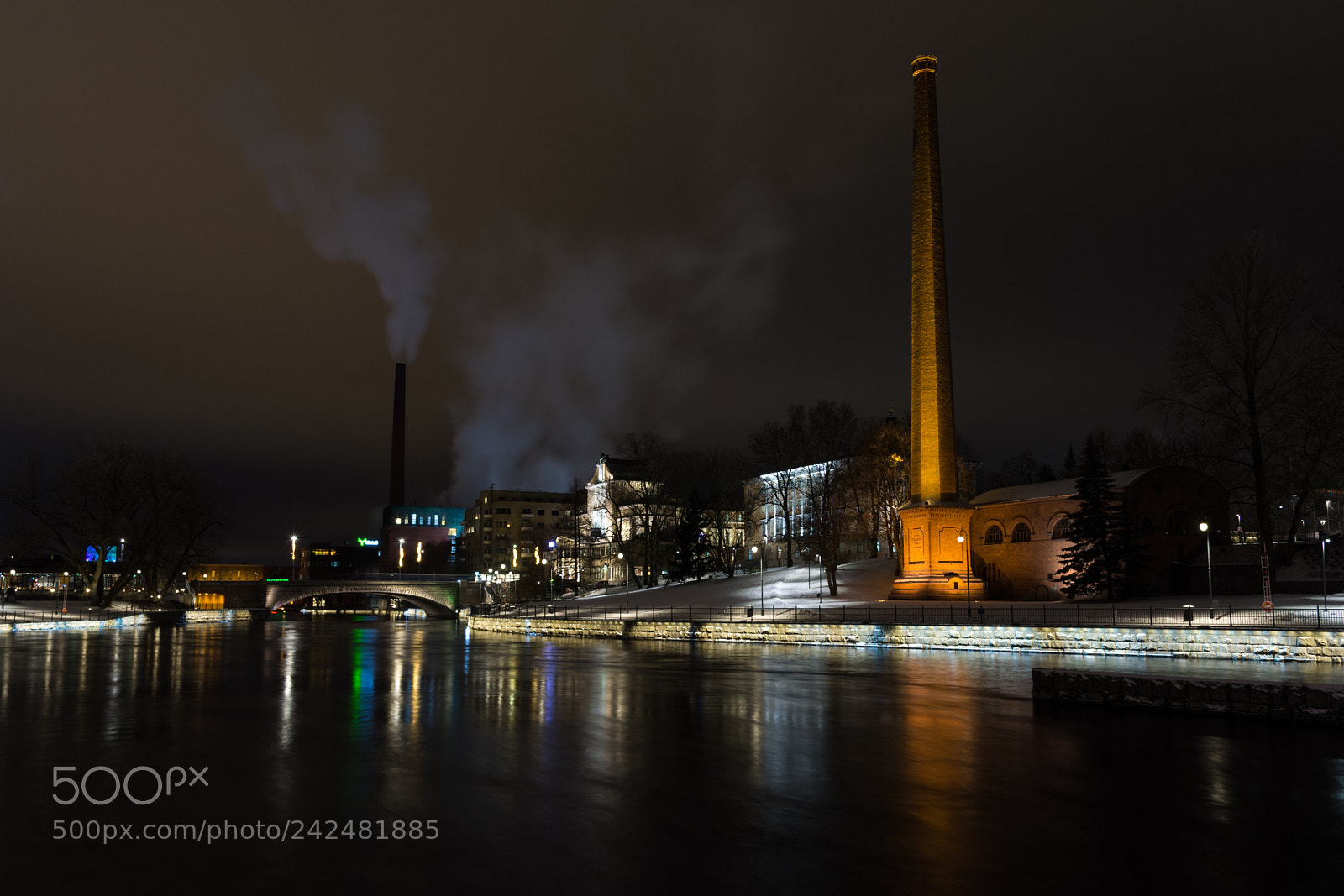 Nikon D7200 sample photo. Tammerkoski riverfront at night photography