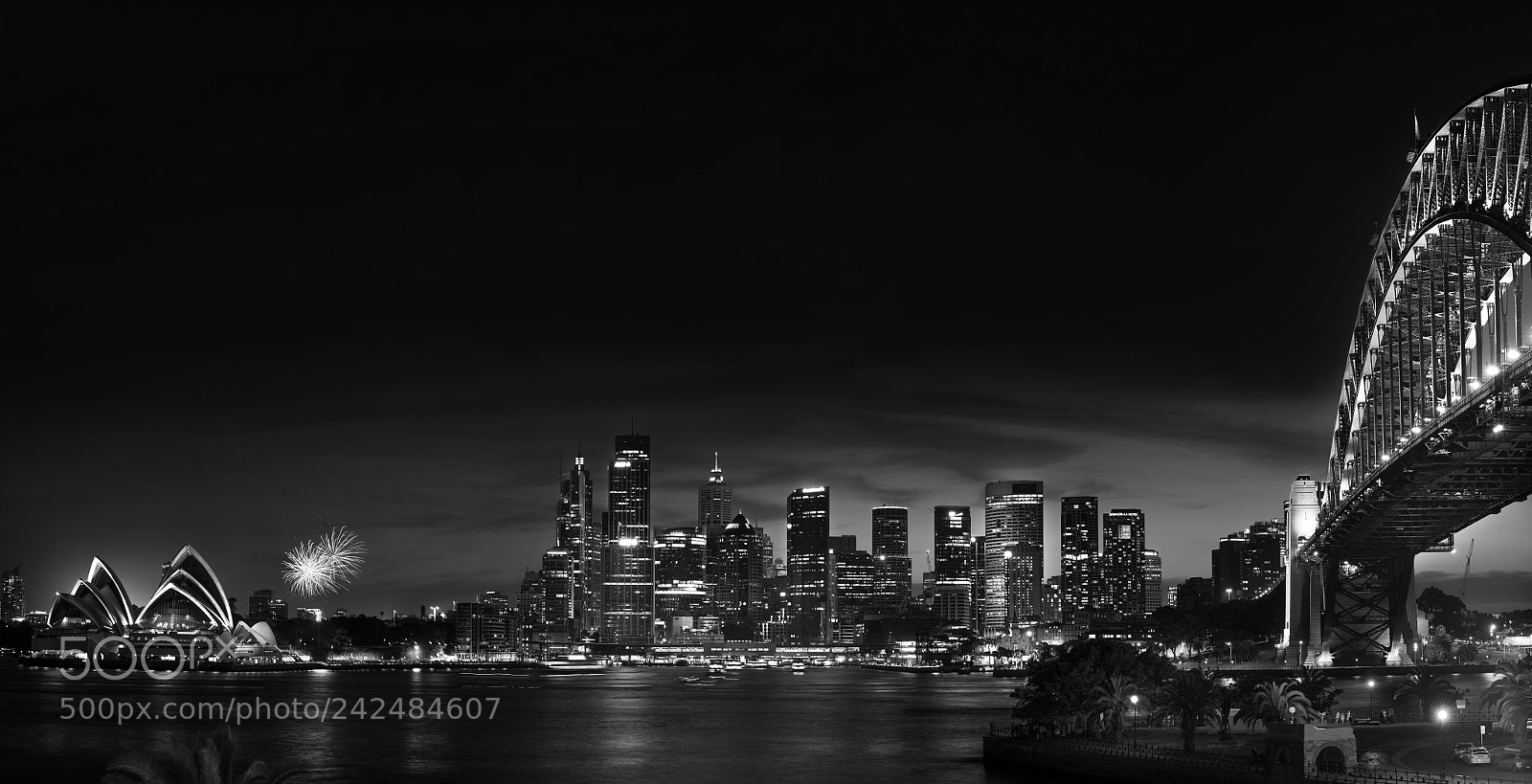 Sony a7 II sample photo. Sydney skyline b&w photography