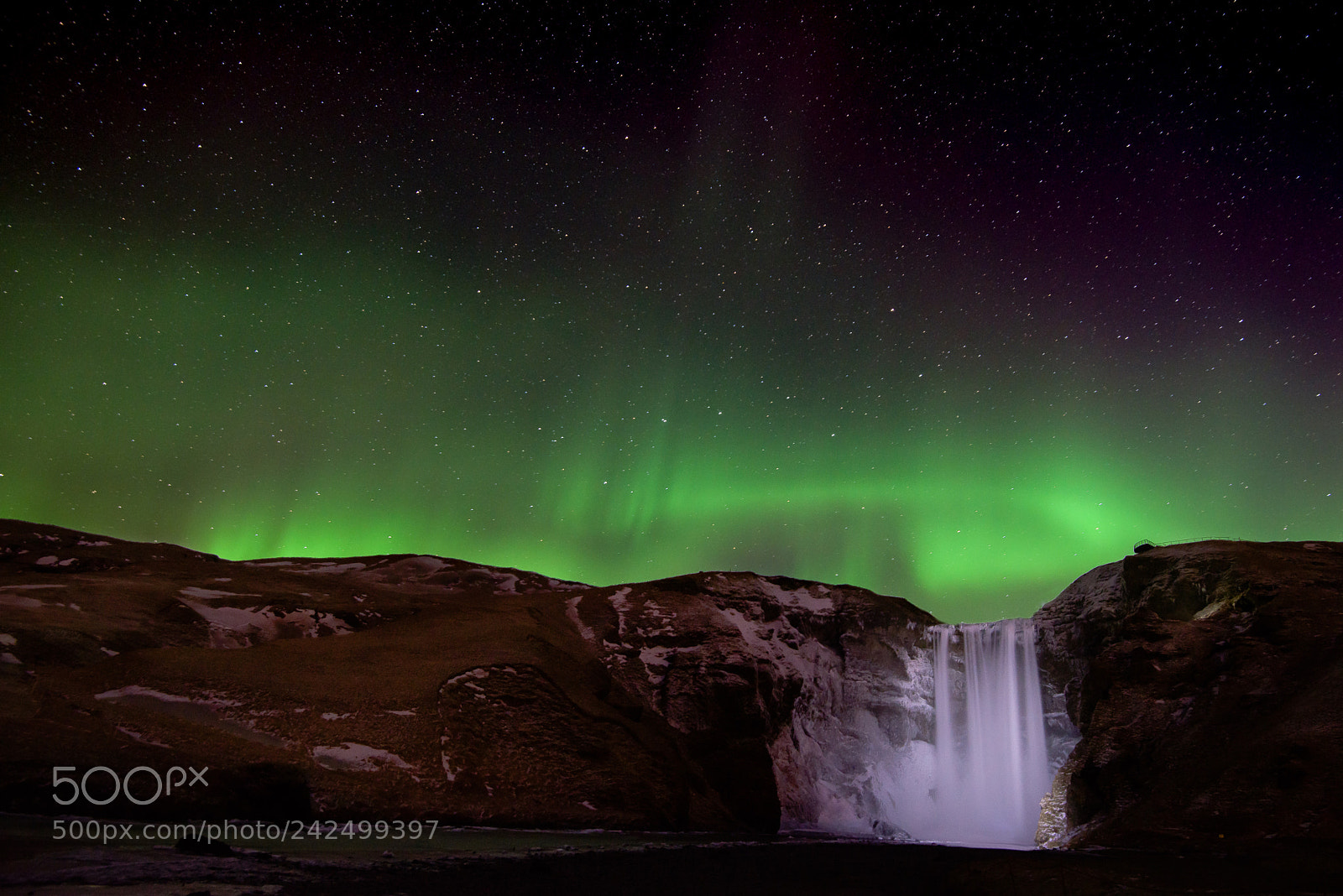 Nikon D810 sample photo. Aurora over skogafoss photography