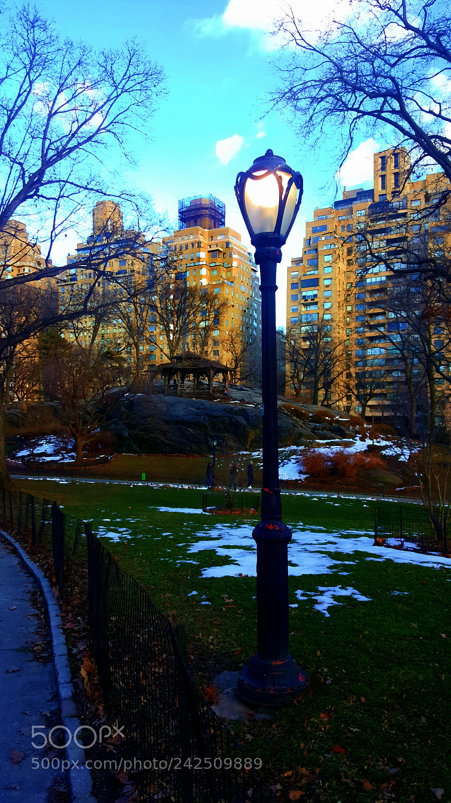 Samsung Galaxy S6 sample photo. Central park snowmelt lamp photography