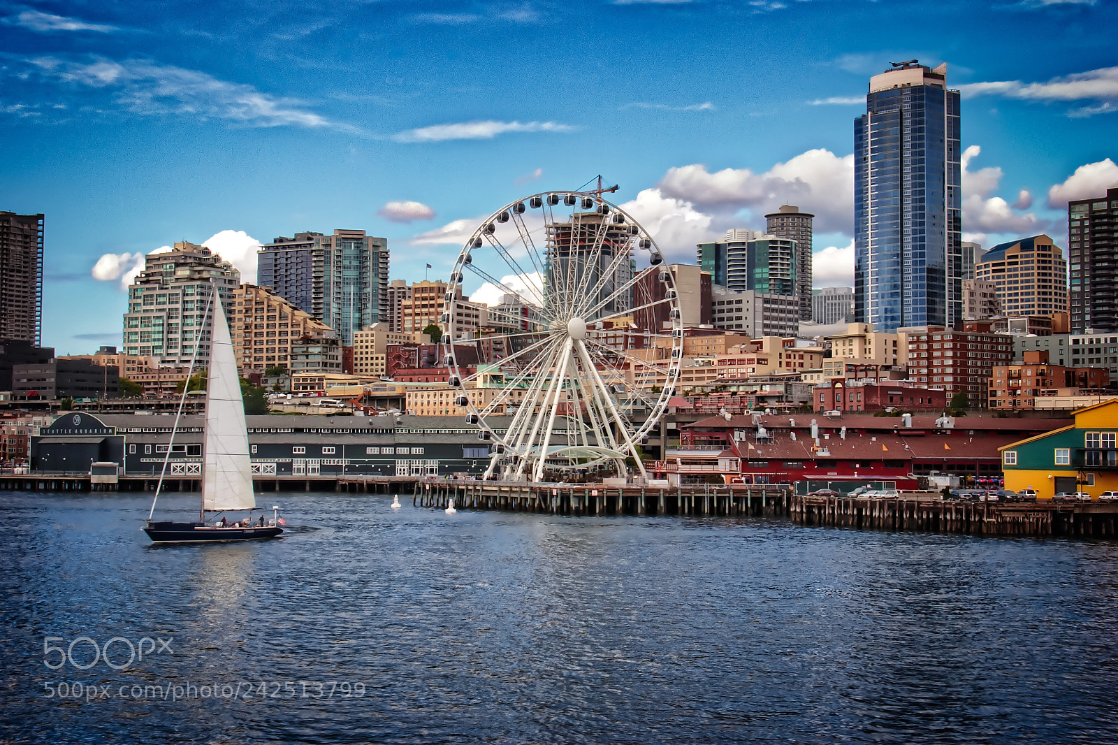 Canon EOS 60D sample photo. Seattle ferris wheel re-edit photography