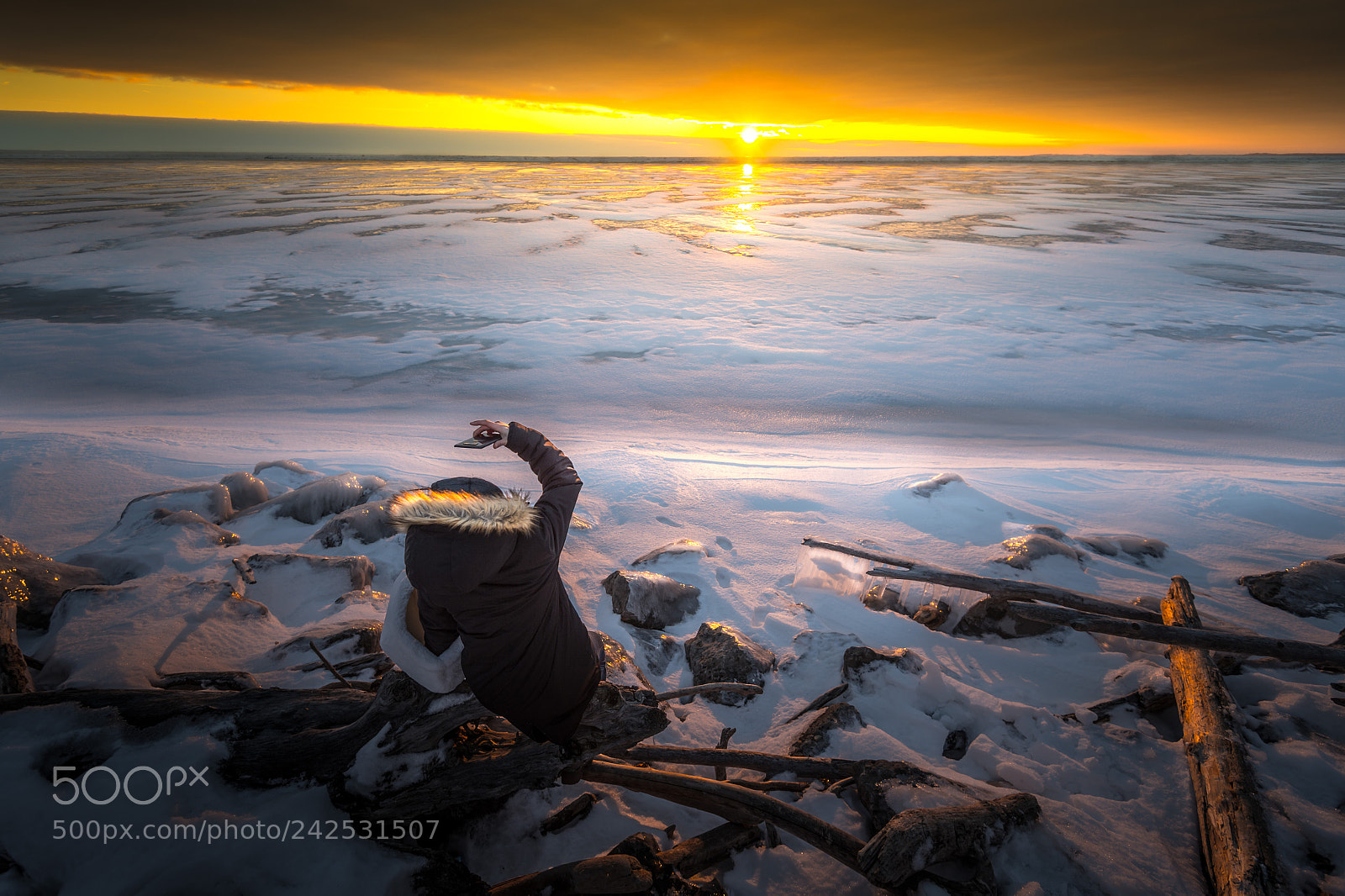 Nikon D4S sample photo. Sunset over frozen outer photography
