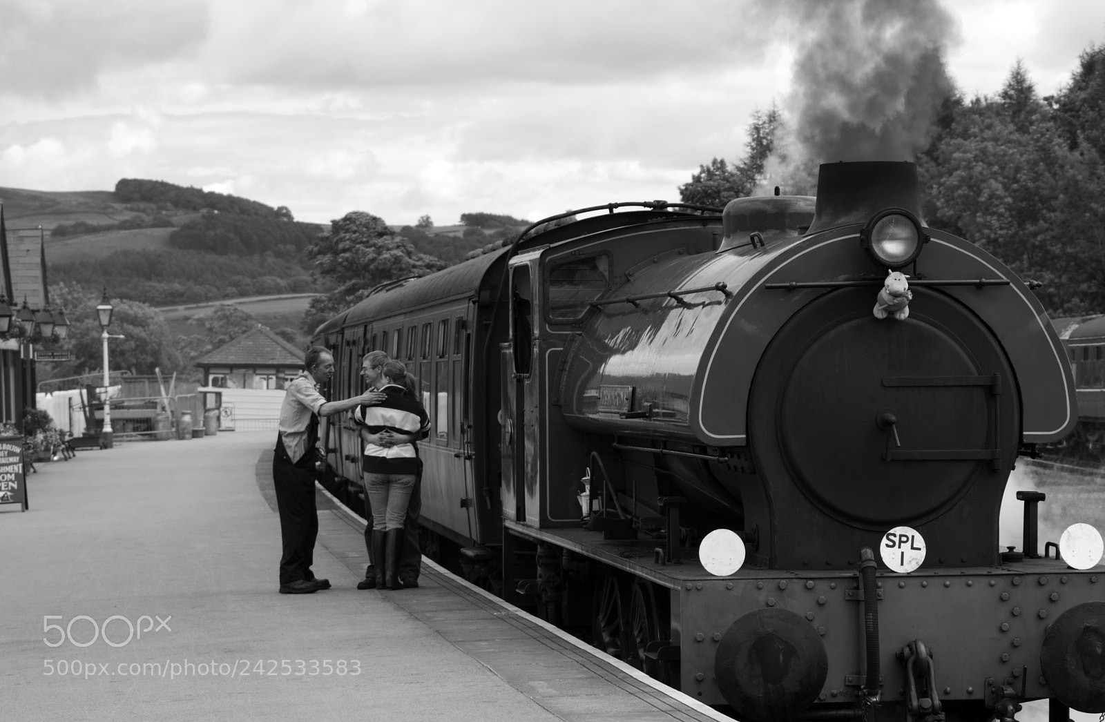 Canon EOS 40D sample photo. B & w train photography
