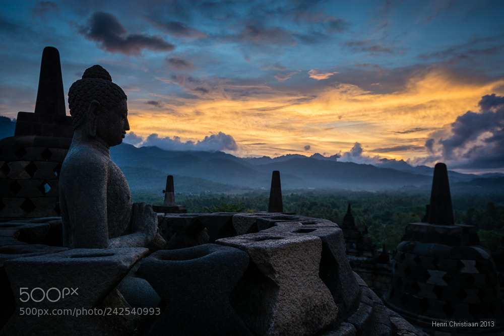 Nikon D7100 sample photo. Borobudur at sunset photography