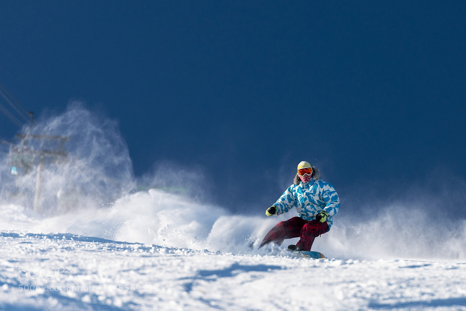 Nikon D810 sample photo. Fast snowboarder at ski photography