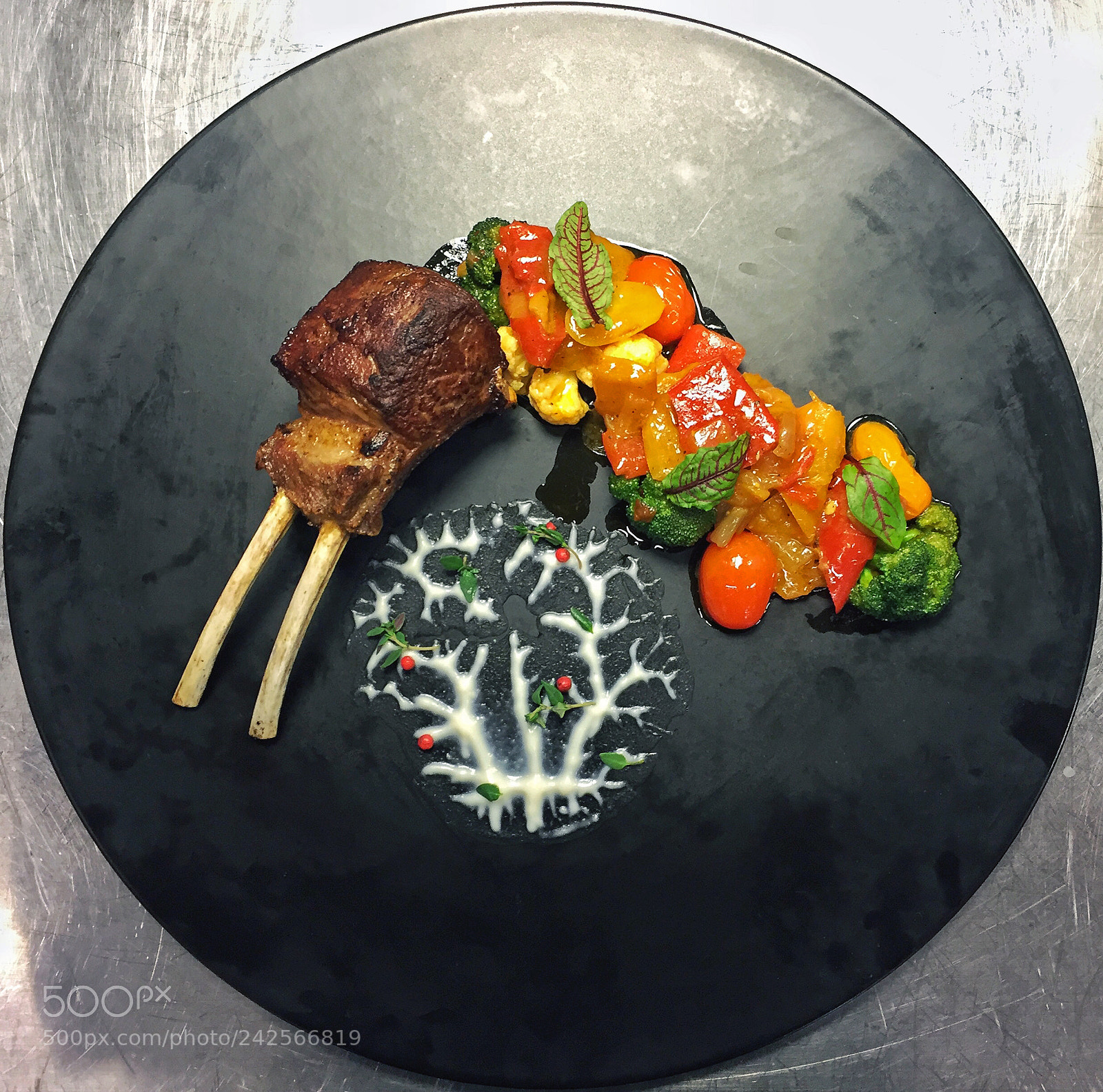 Apple iPhone 6 sample photo. Lam steak garnish photography