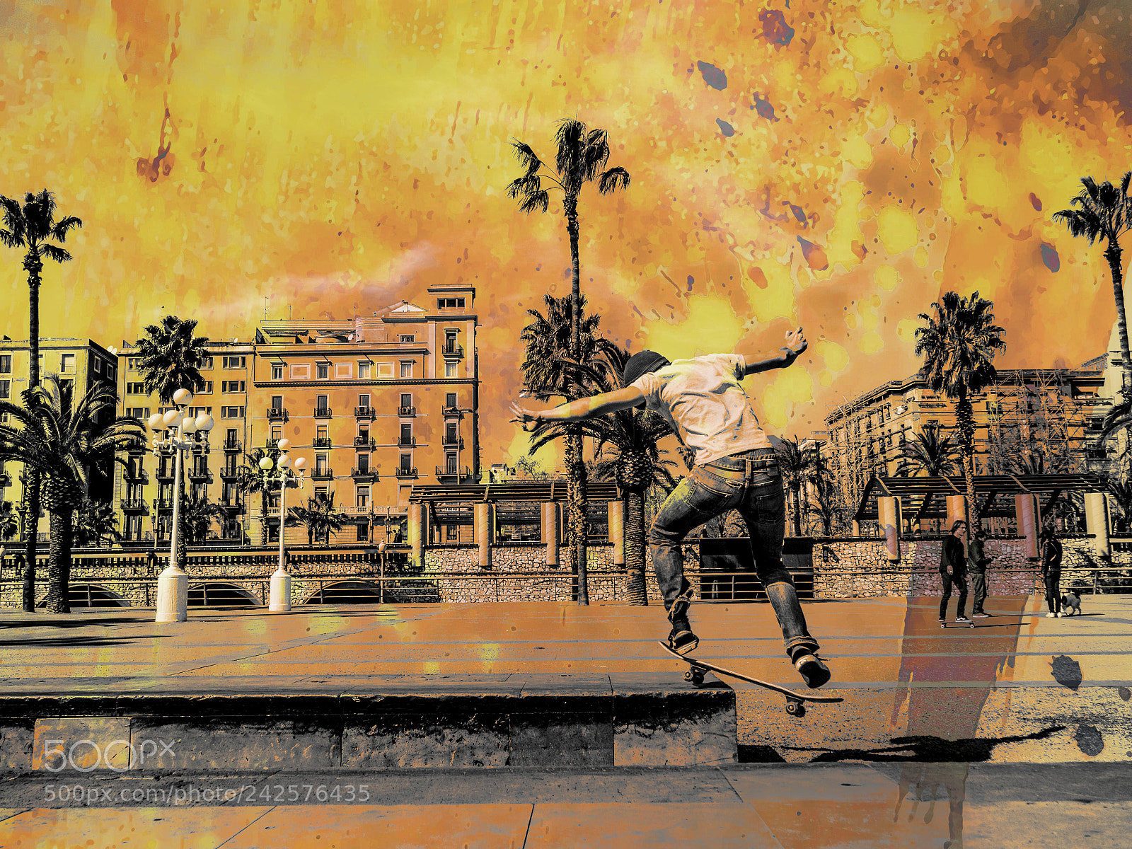 Olympus OM-D E-M10 sample photo. Skater on fire photography