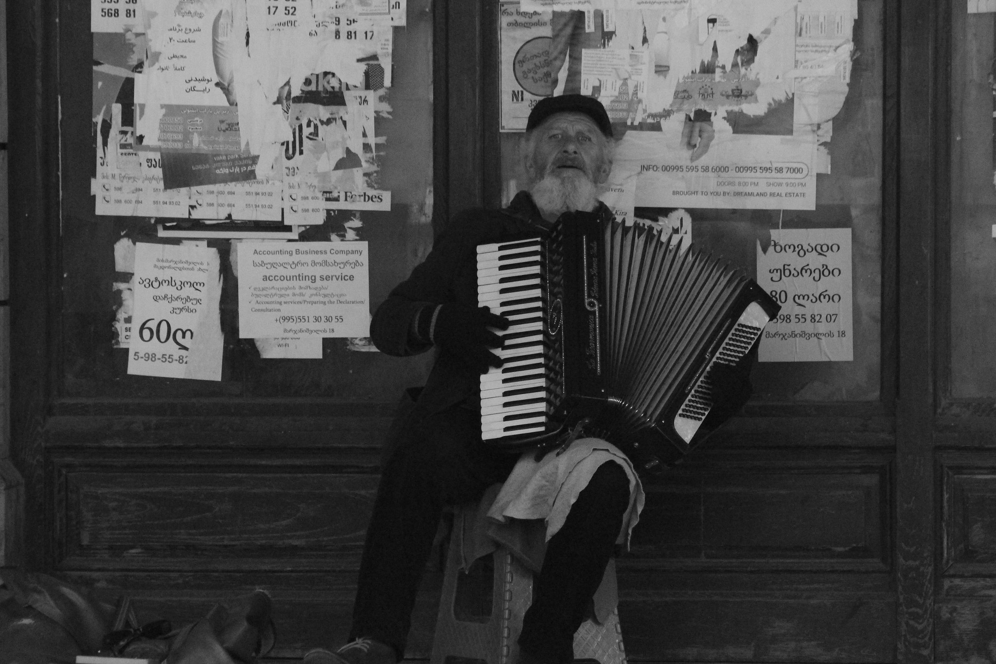 Canon EF 75-300mm f/4-5.6 USM sample photo. Accordionist photography