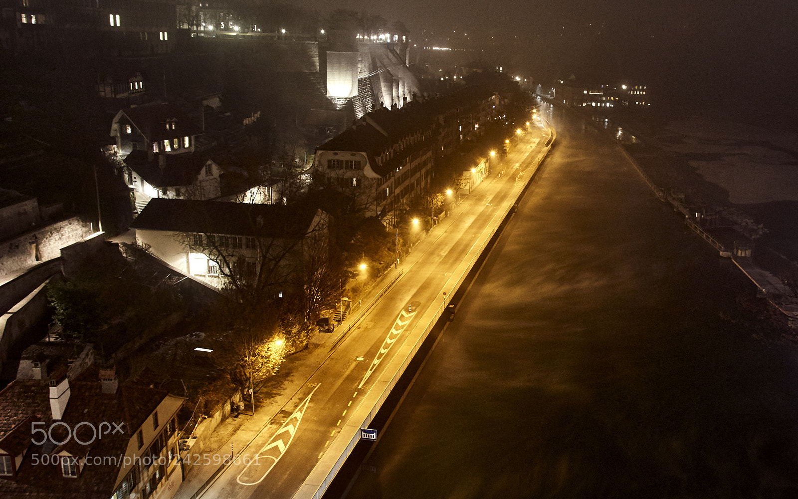 Nikon D5000 sample photo. Fog over aare river photography