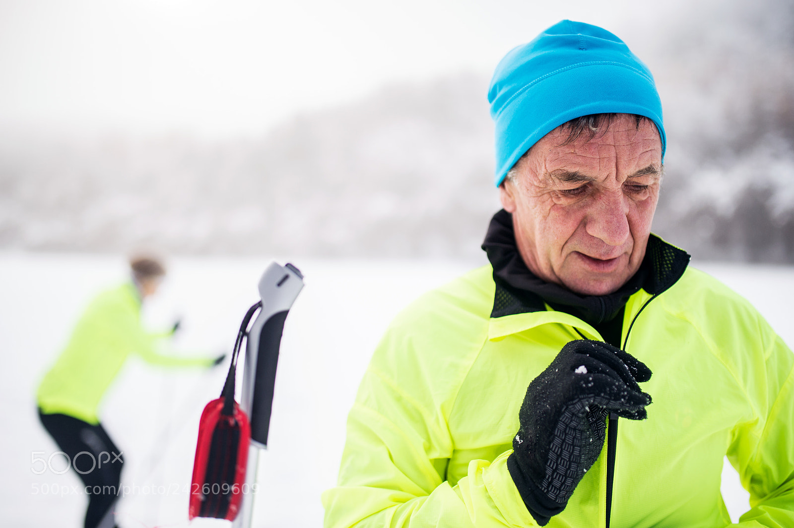 Nikon D4S sample photo. Senior couple cross-country skiing. photography