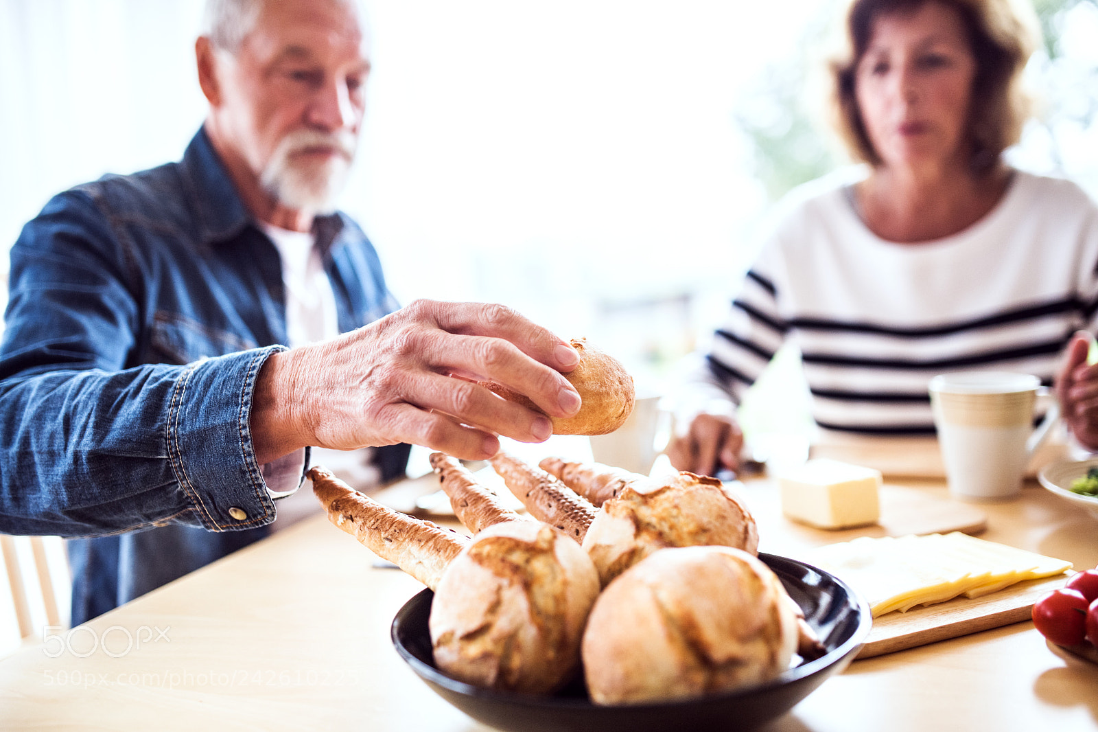 Nikon D5 sample photo. Senior couple eating breakfast photography