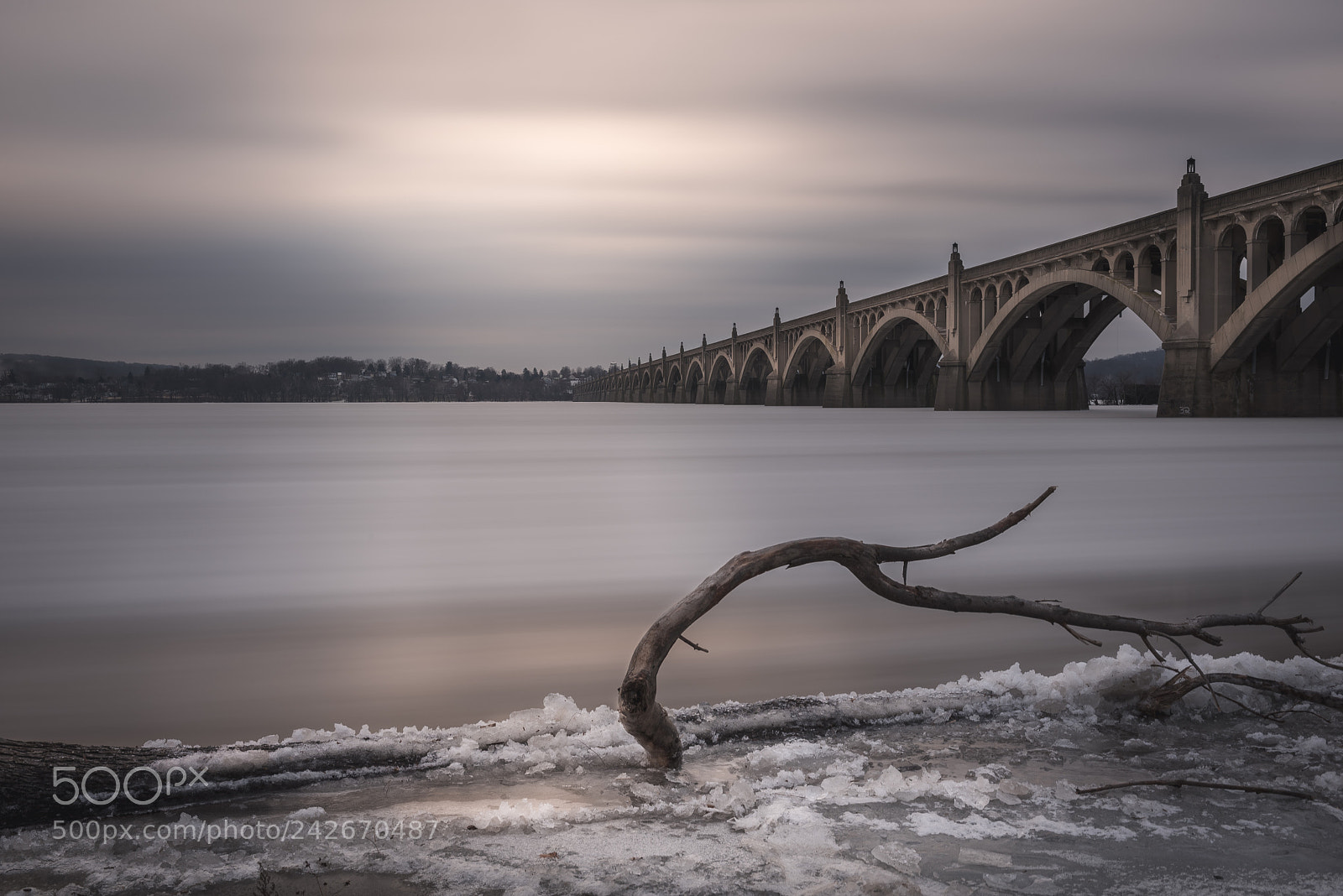 Nikon D750 sample photo. Icy river and bridge photography