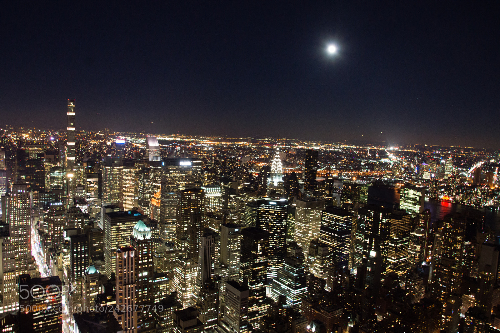 Sony SLT-A77 sample photo. Moonlit new york skyline photography