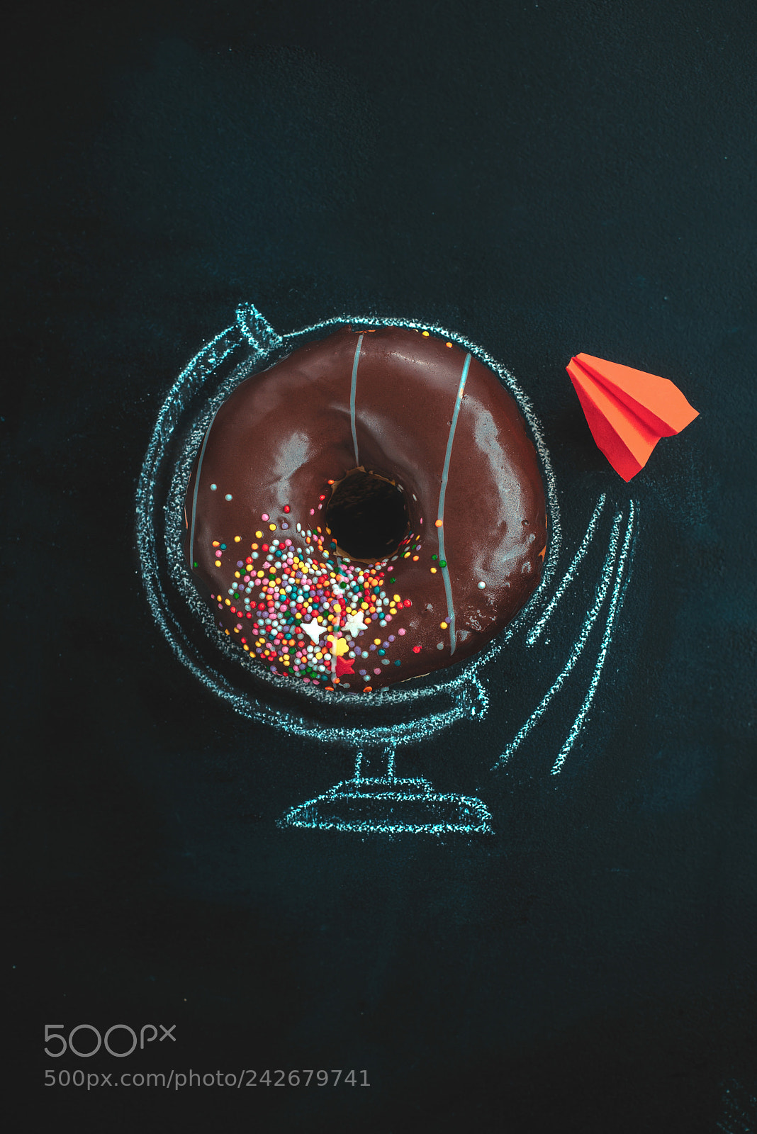 Nikon D800 sample photo. Chocolate donut with chalk photography