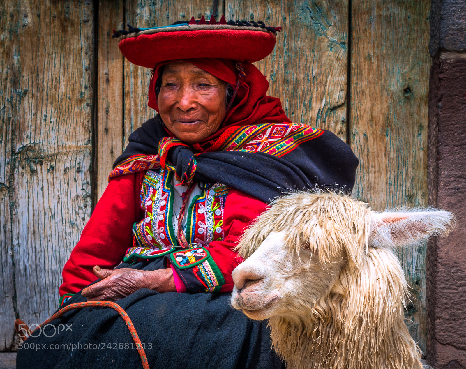 Olympus OM-D E-M5 II sample photo. Old woman with alpaca photography