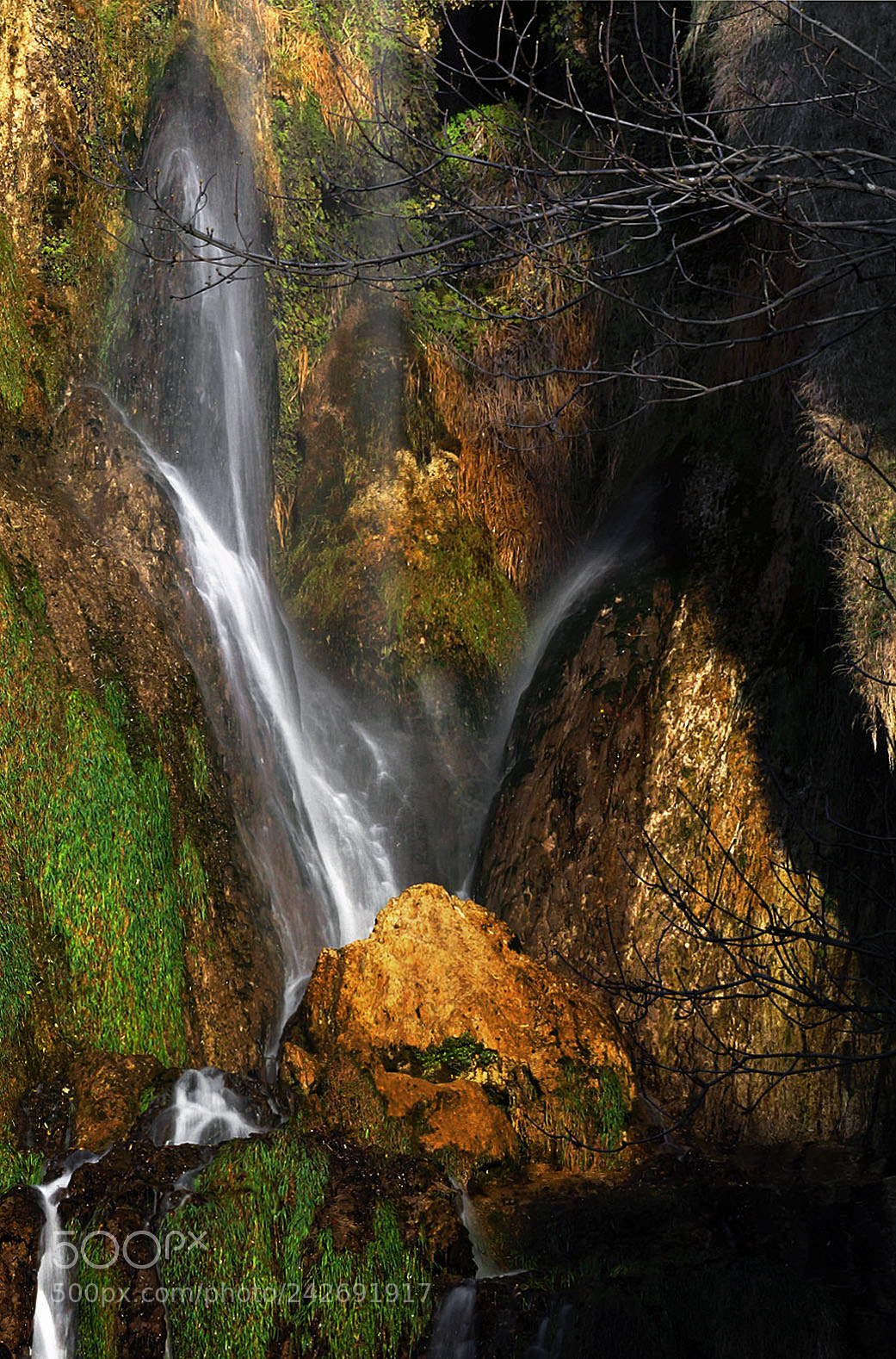 Sony SLT-A77 sample photo. Waterfall in sundown photography