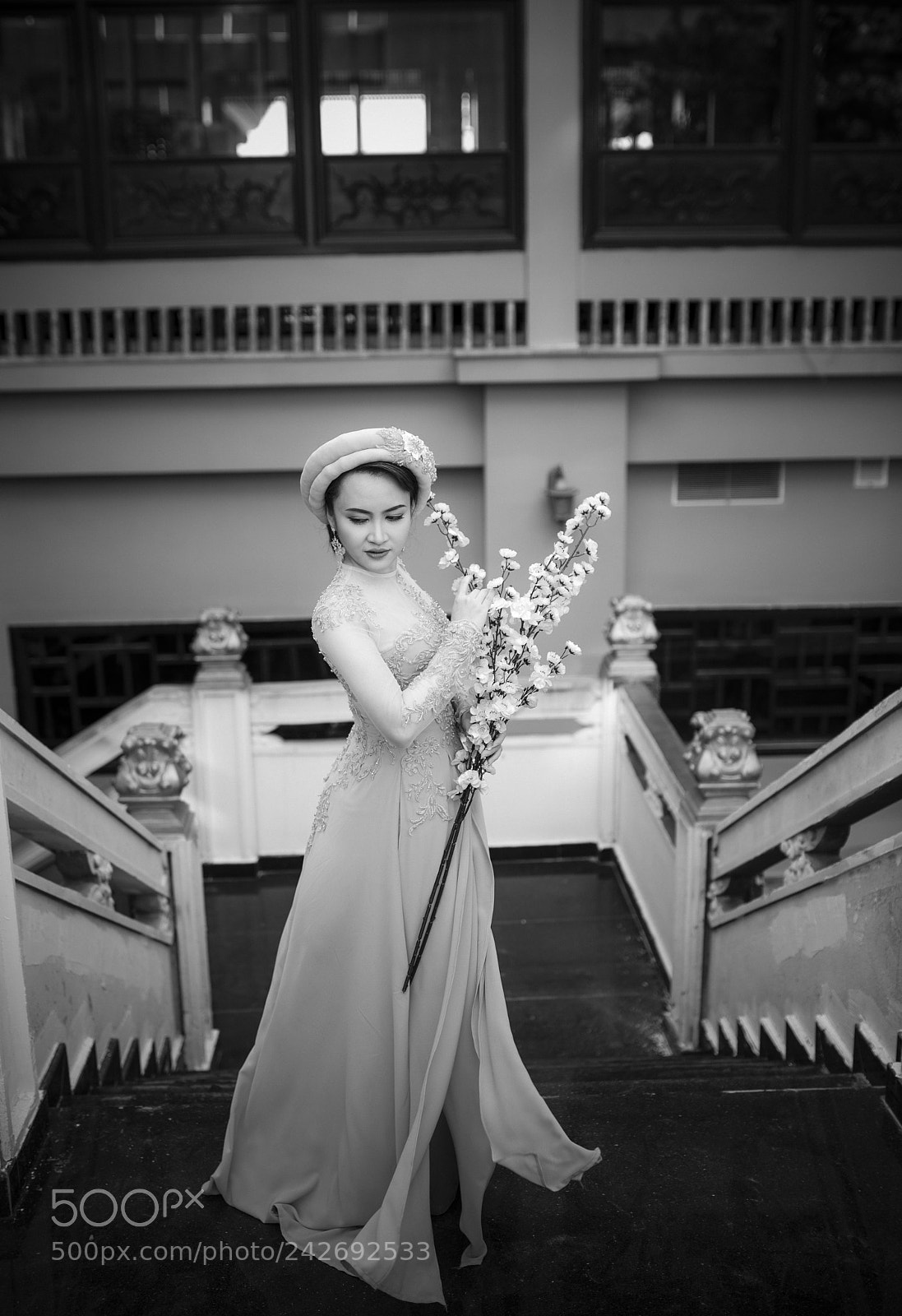 Nikon D610 sample photo. Ao dai b&w photography