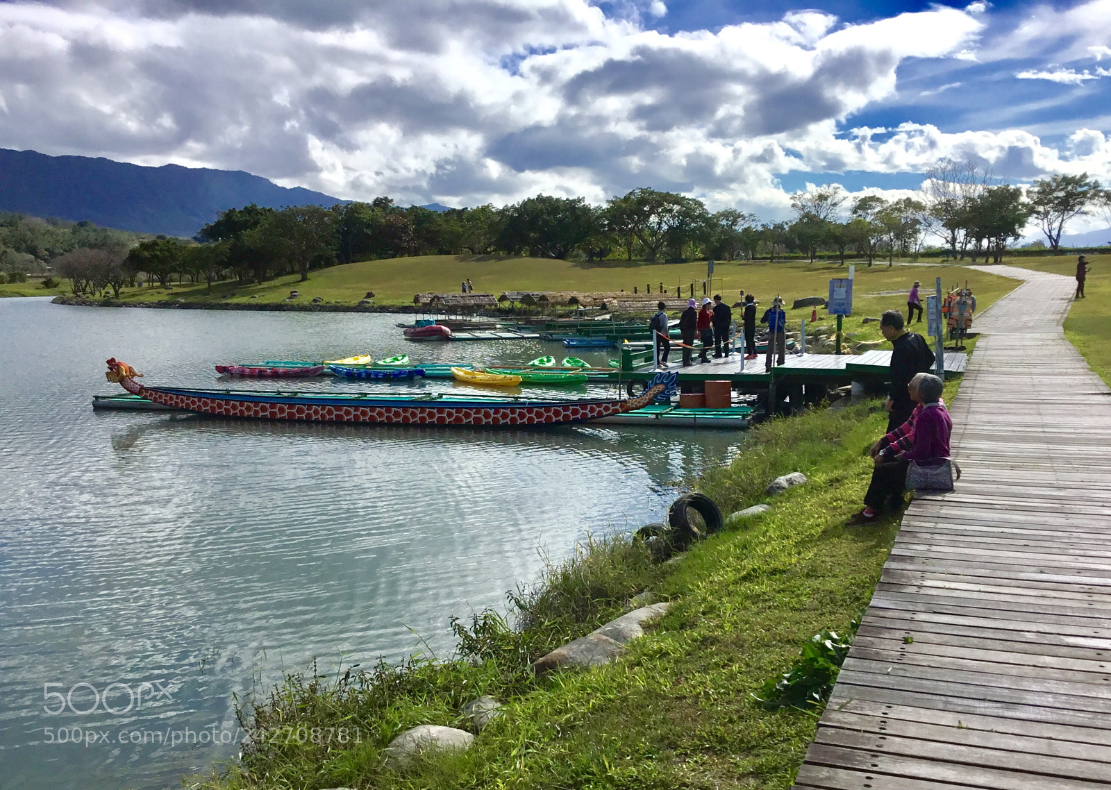 Apple iPad sample photo. Dragon boat lake scene photography