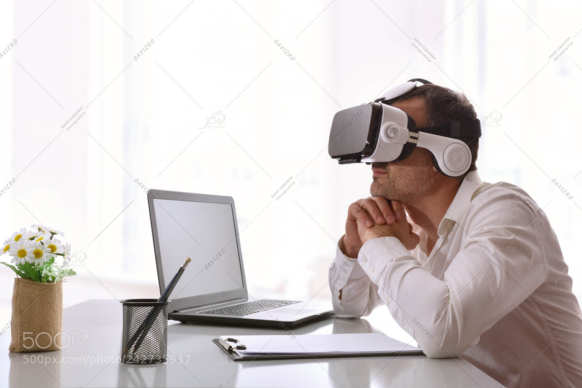 Nikon D810 sample photo. Office worker watching audiovisual photography