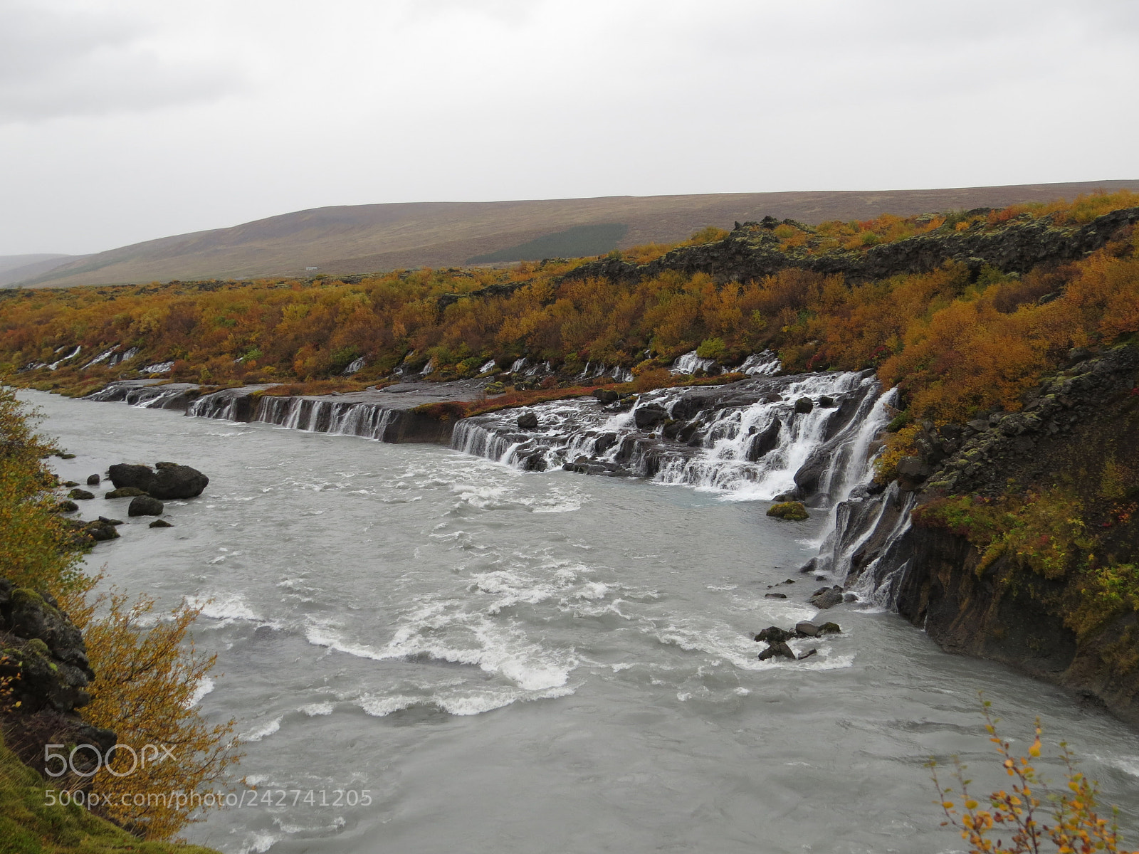 Canon PowerShot SX50 HS sample photo. Waterfall hraunfossar photography