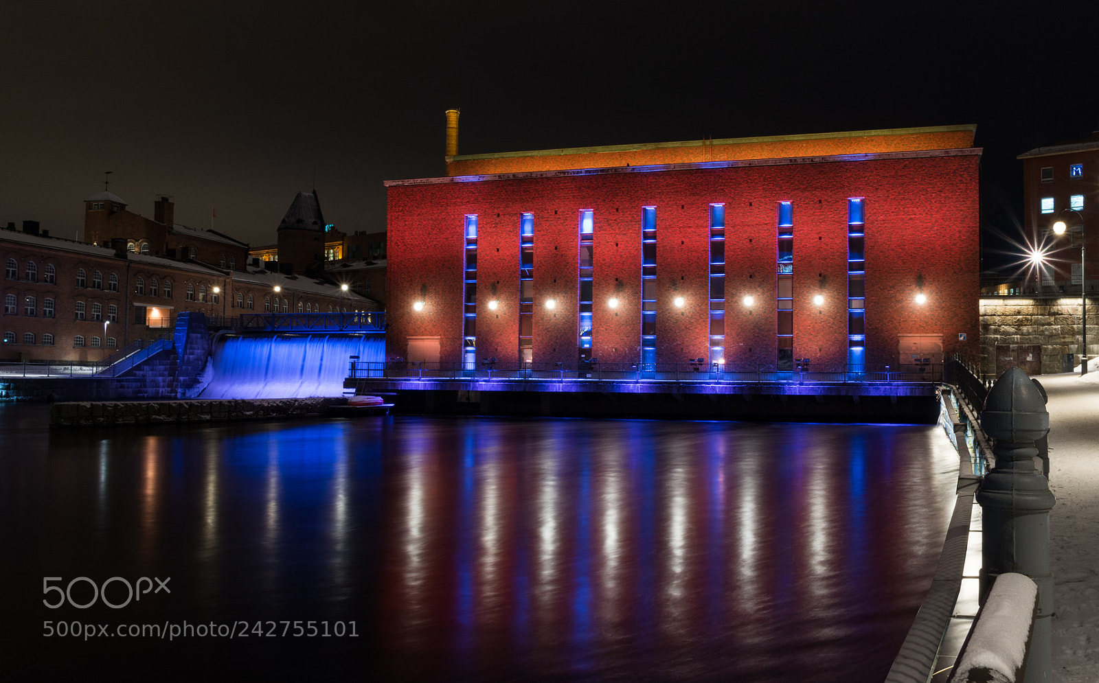 Nikon D7200 sample photo. Tammerkoski powerplant lit at photography