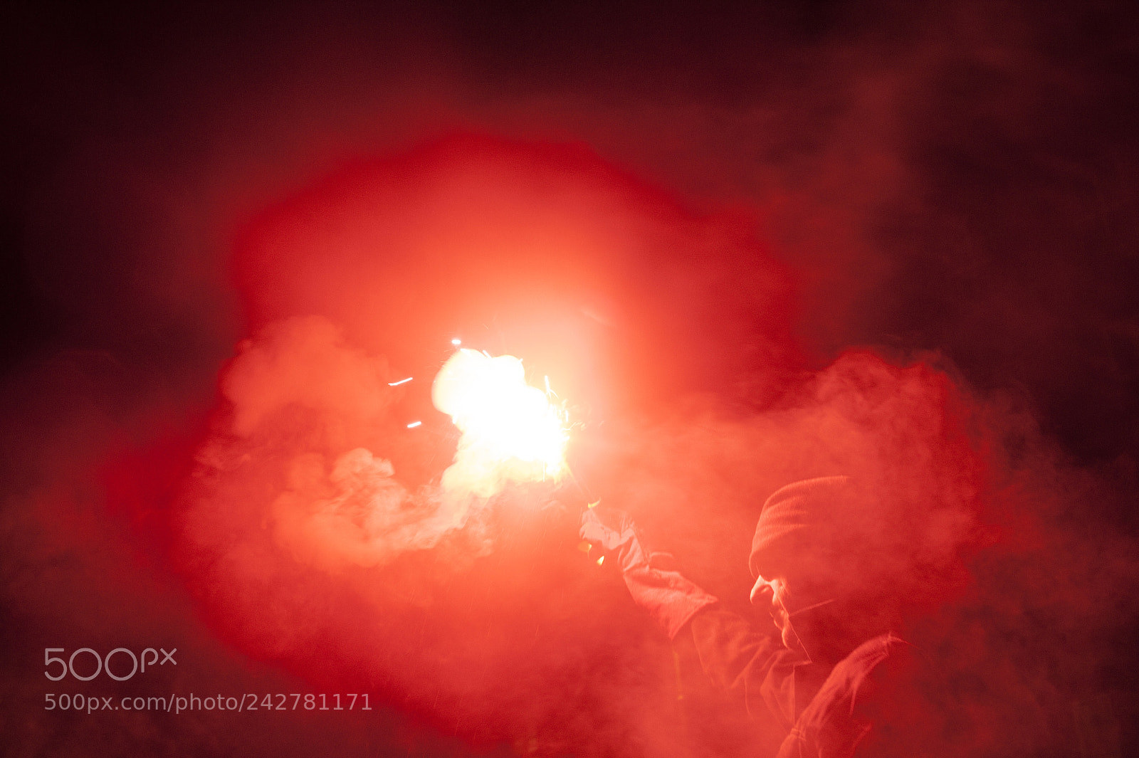 Nikon D700 sample photo. Red smoke photography