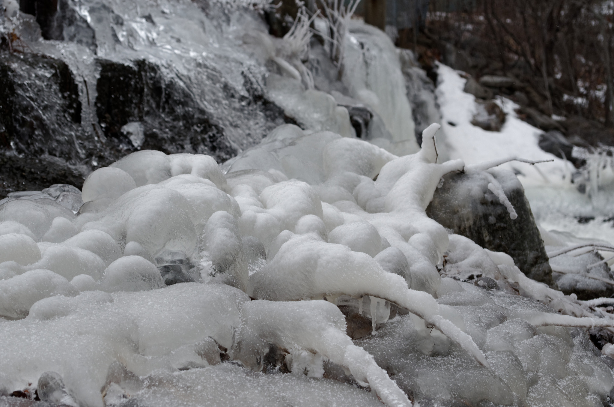 Pentax K-50 sample photo. Ice sculpture aliens photography