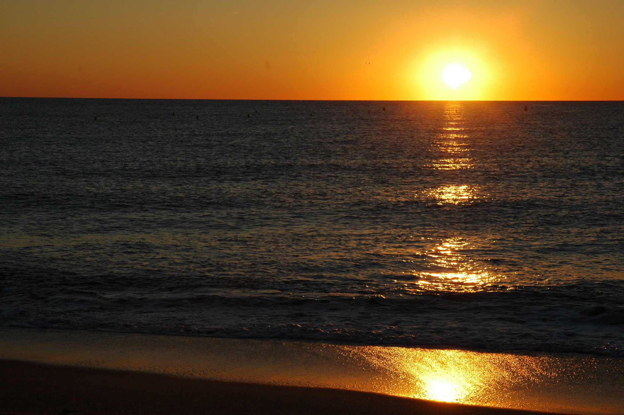 Nikon D70 sample photo. Un nouveau jour se lève et les reflets du soleil brillent sur la mer photography