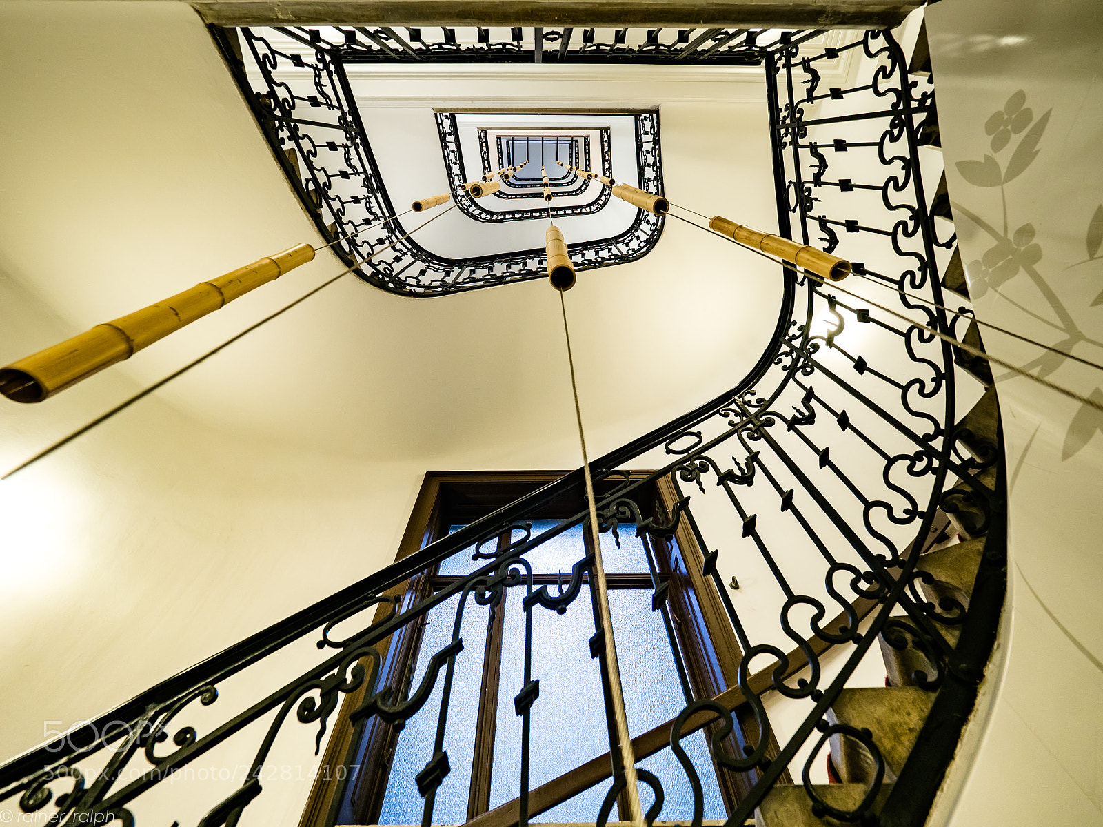 Olympus OM-D E-M5 II sample photo. Staircase with bamboo decoration photography