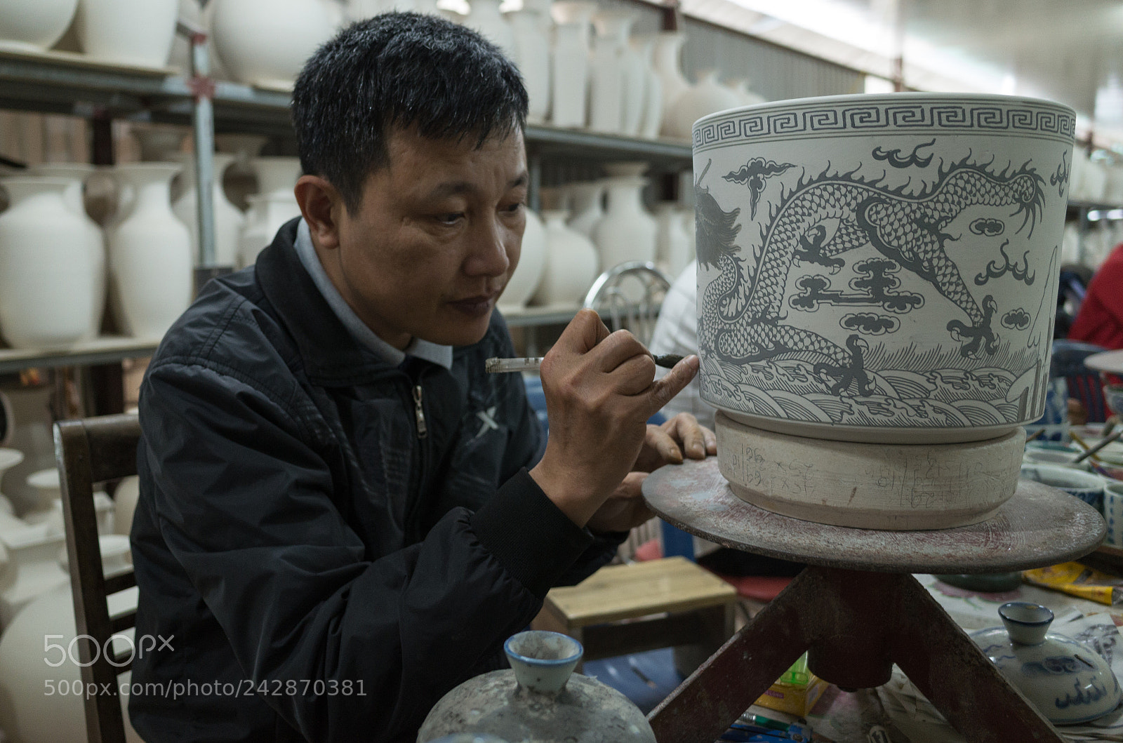 Ricoh GR sample photo. Drawing on pottery vase photography