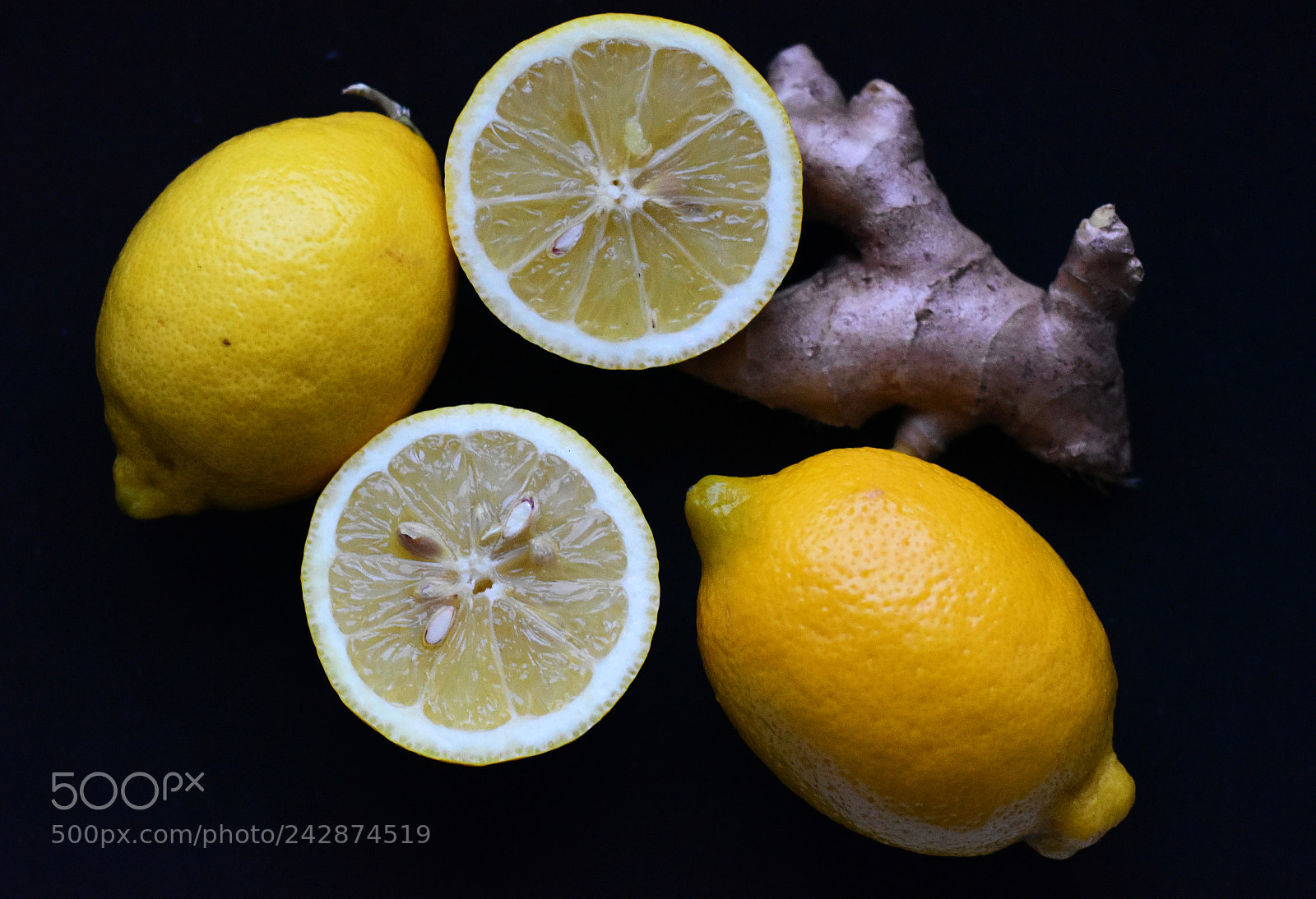 Nikon D7200 sample photo. Lemons on black background photography