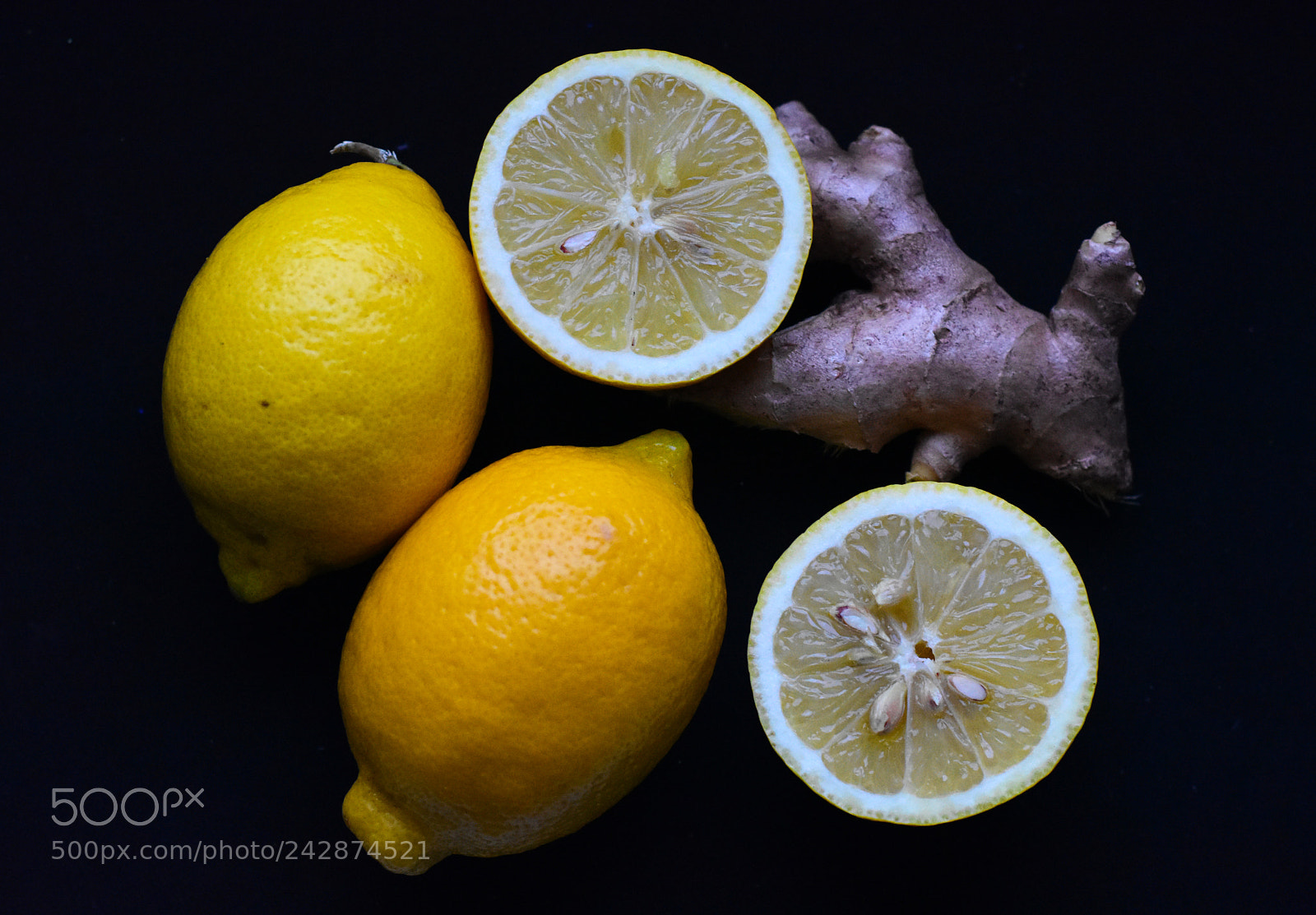 Nikon D7200 sample photo. Lemons on black background photography