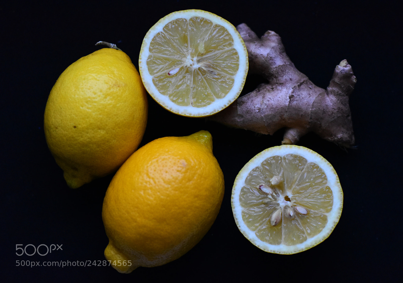 Nikon D7200 sample photo. Lemons on black background photography